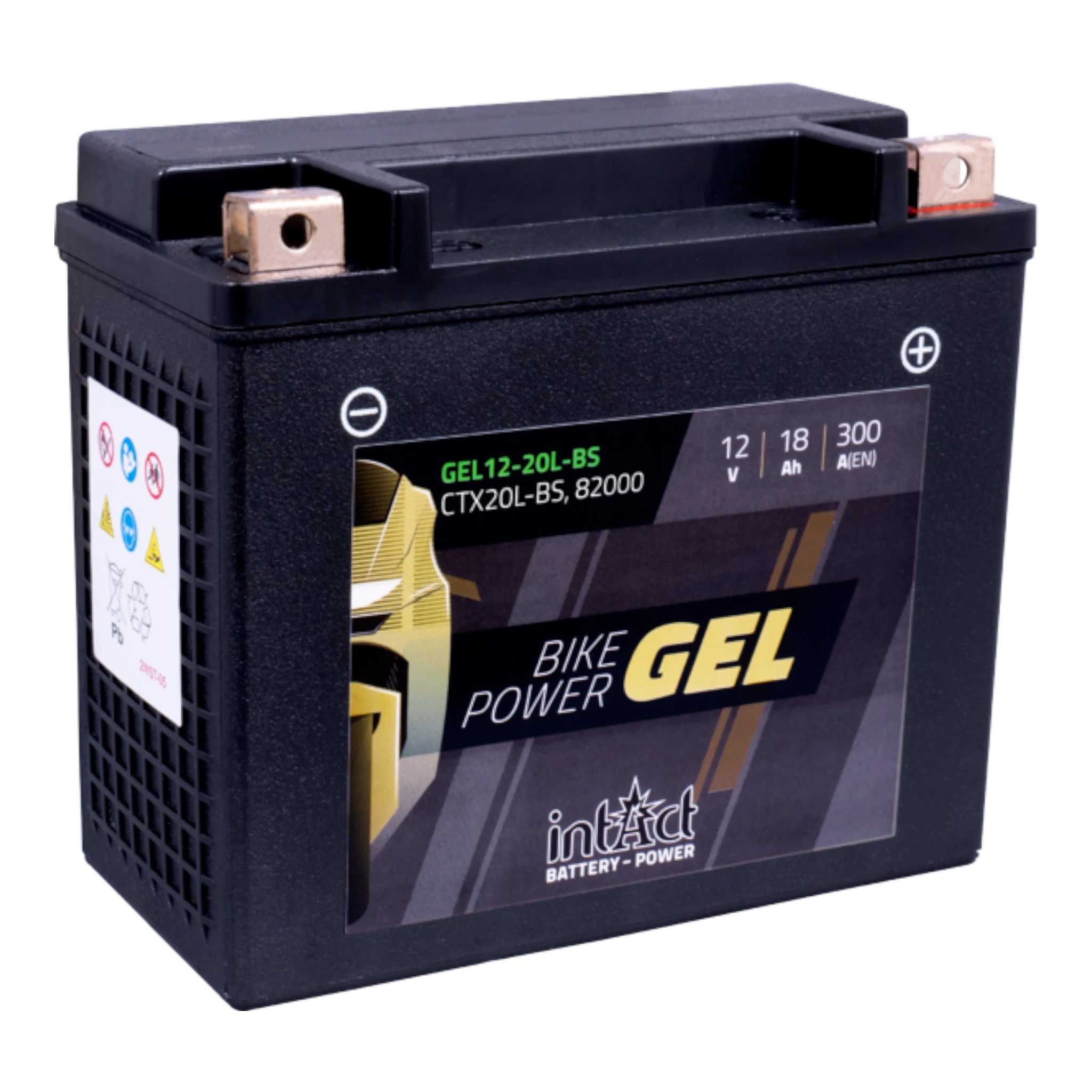 intAct Bike-Power GEL GEL12-20L-BS - Gel Motorradbatterie YTX20L-BS - 12V, 18Ah, 300A