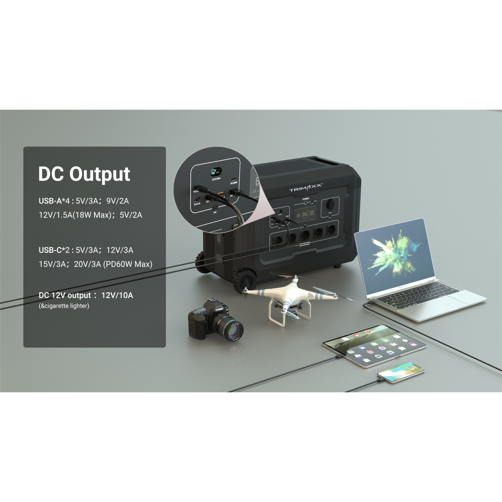 TRIMAXX PPS 3.0 professional Portable Powerstation  3072 Wh LiFePo4  Tragbare Stromversorgung in Kofferformat inkl. Wechselrichter bis 3600 Watt Dauerlast