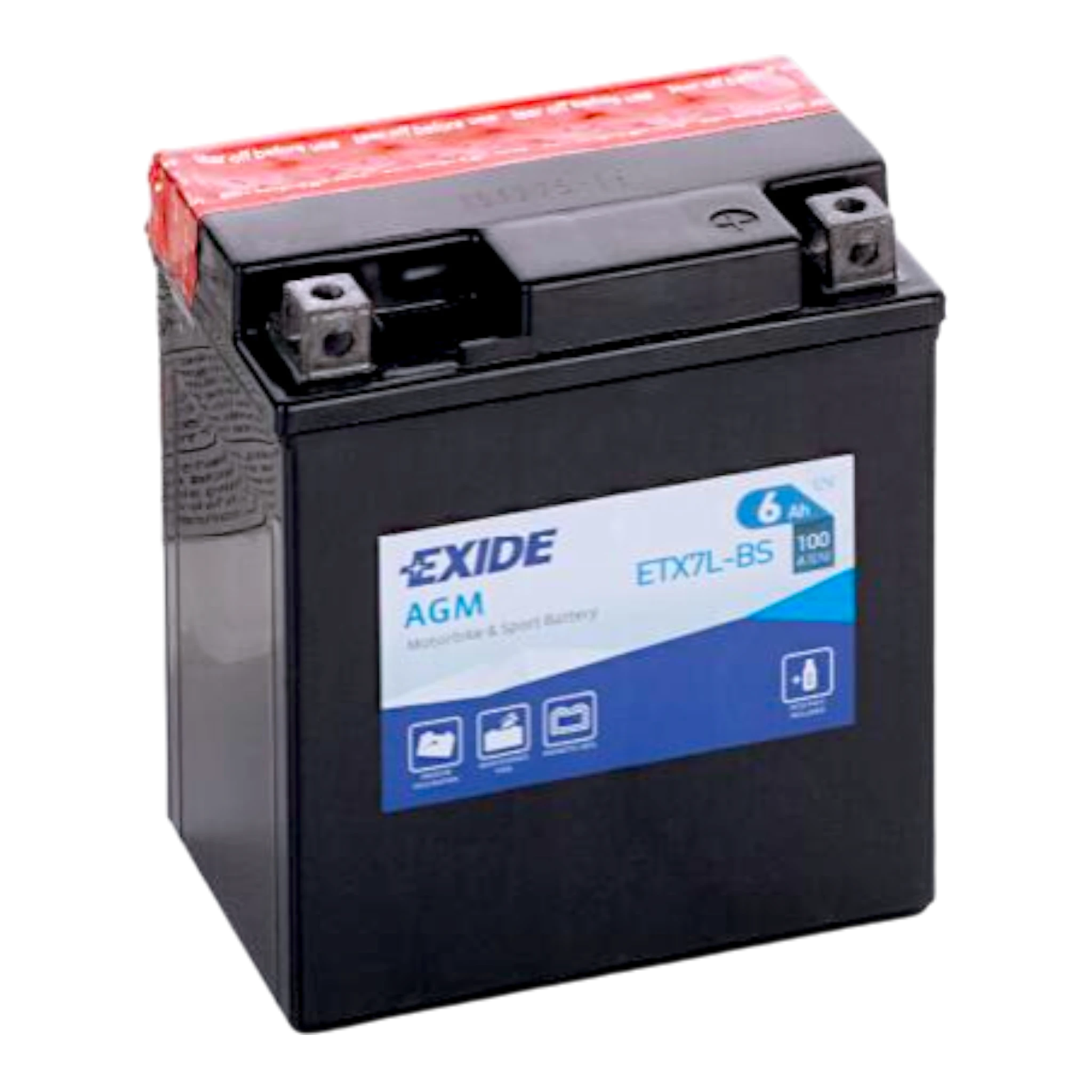 EXIDE ETX7L-BS / YTX7L-BS / 50614 12V 6Ah - 100A (EN) -/+ Motorradbatterie WF