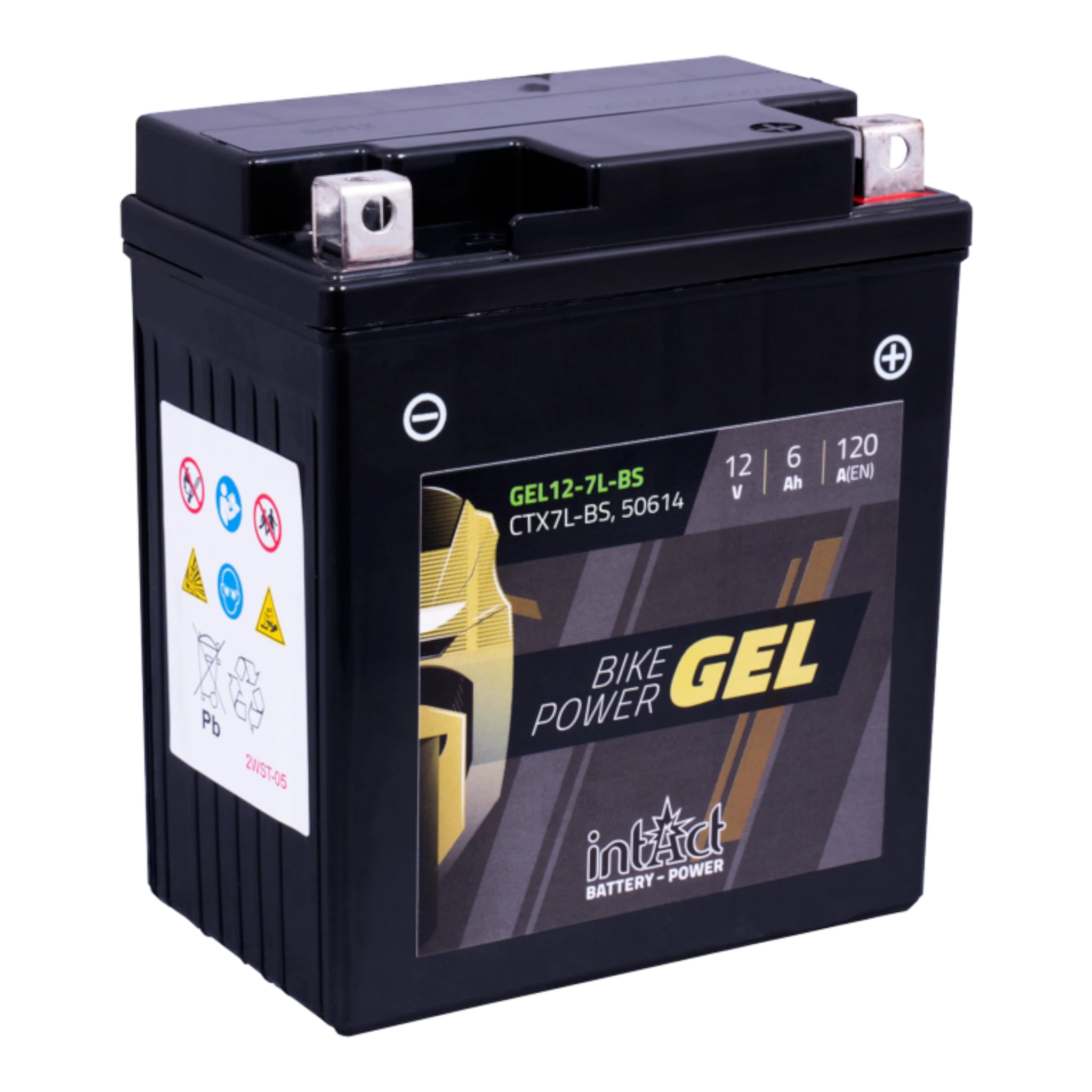 intAct Bike-Power GEL GEL12-7L-BS - Gel Motorradbatterie YTX7L-BS - 12V, 6Ah, 120A