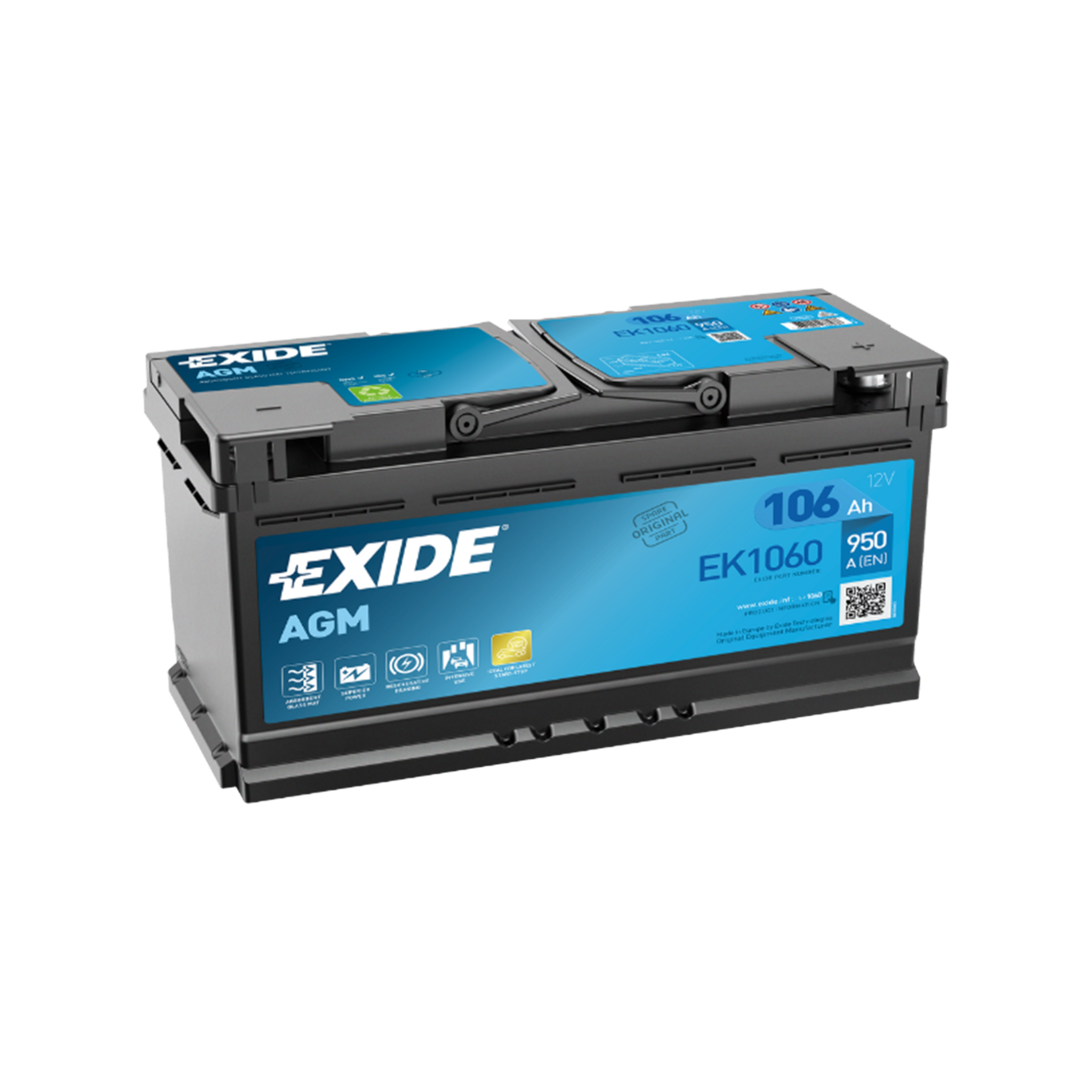 EXIDE EK1060 AGM Pb Starterbatterie  12V 106Ah/C20 - 950A(EN)