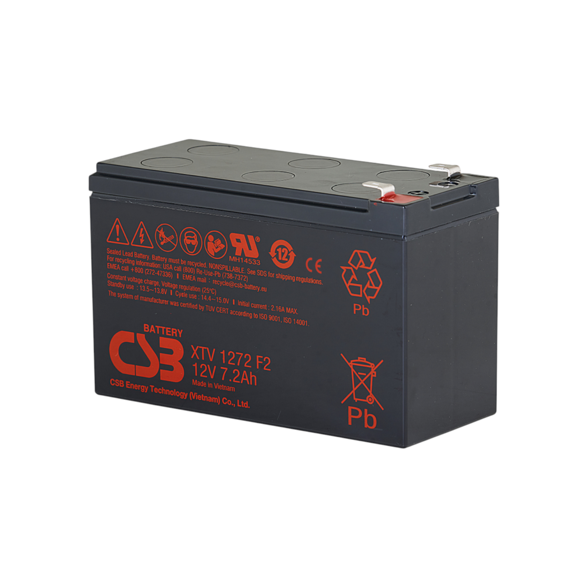 CSB XTV1272F2FR-WT AGM Akku Pb 12V 7,2Ah