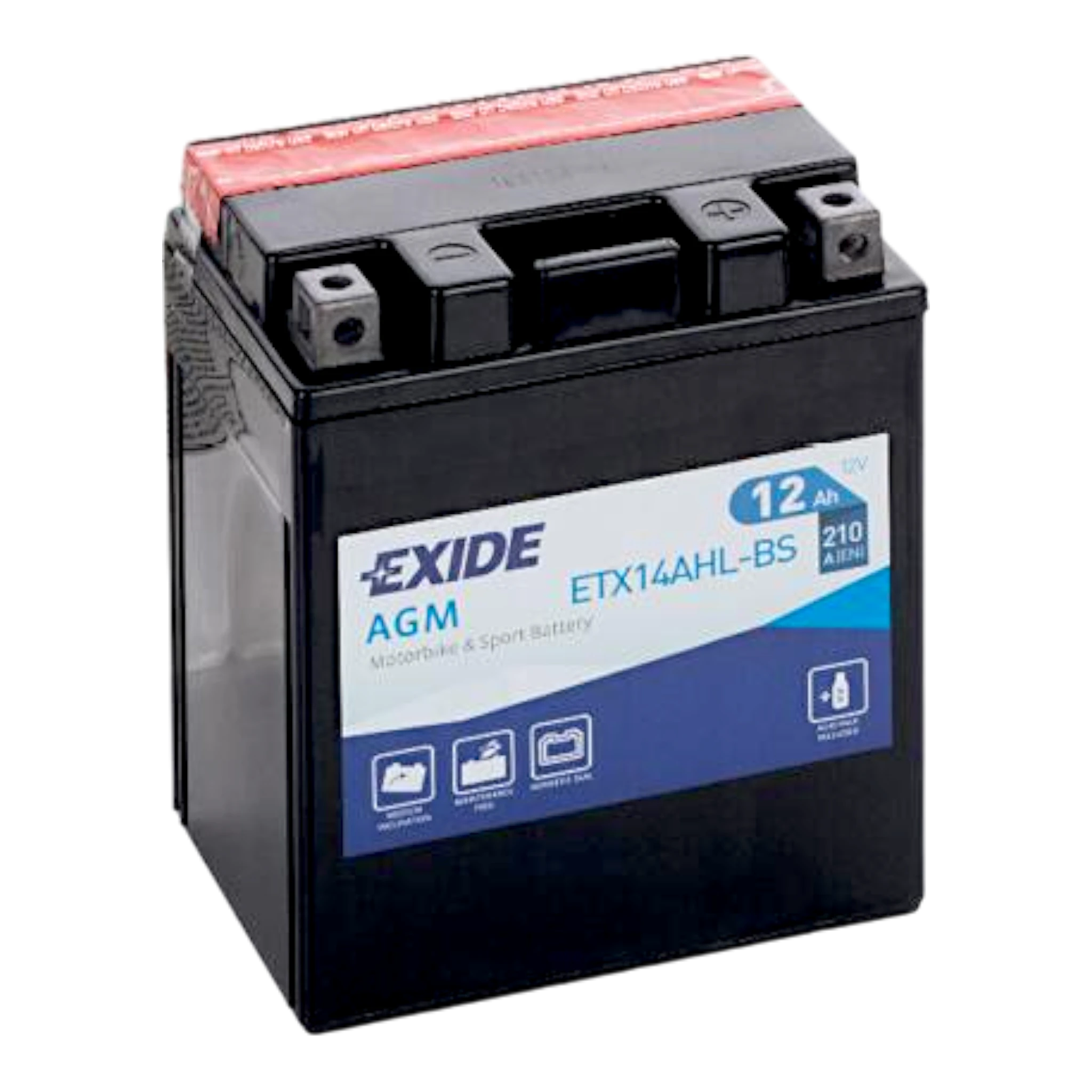 EXIDE ETX14AHL-BS 12V 12Ah - 210A (EN) -/+ Motorradbatterie WF