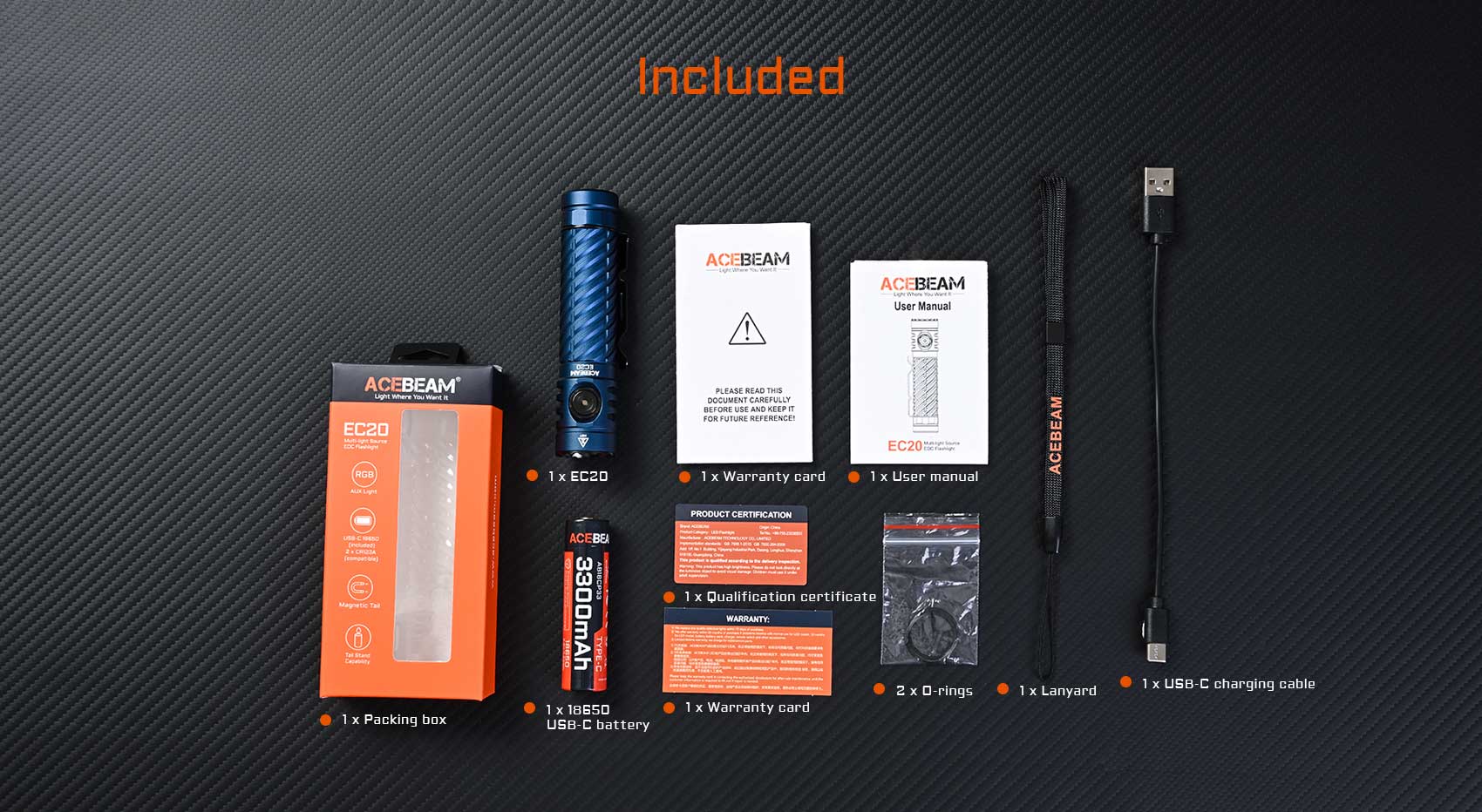 ACEBEAM EC20 LED-Taschenlampe SFT-25R HI 6500K Multi-light Source EDC Flashlight