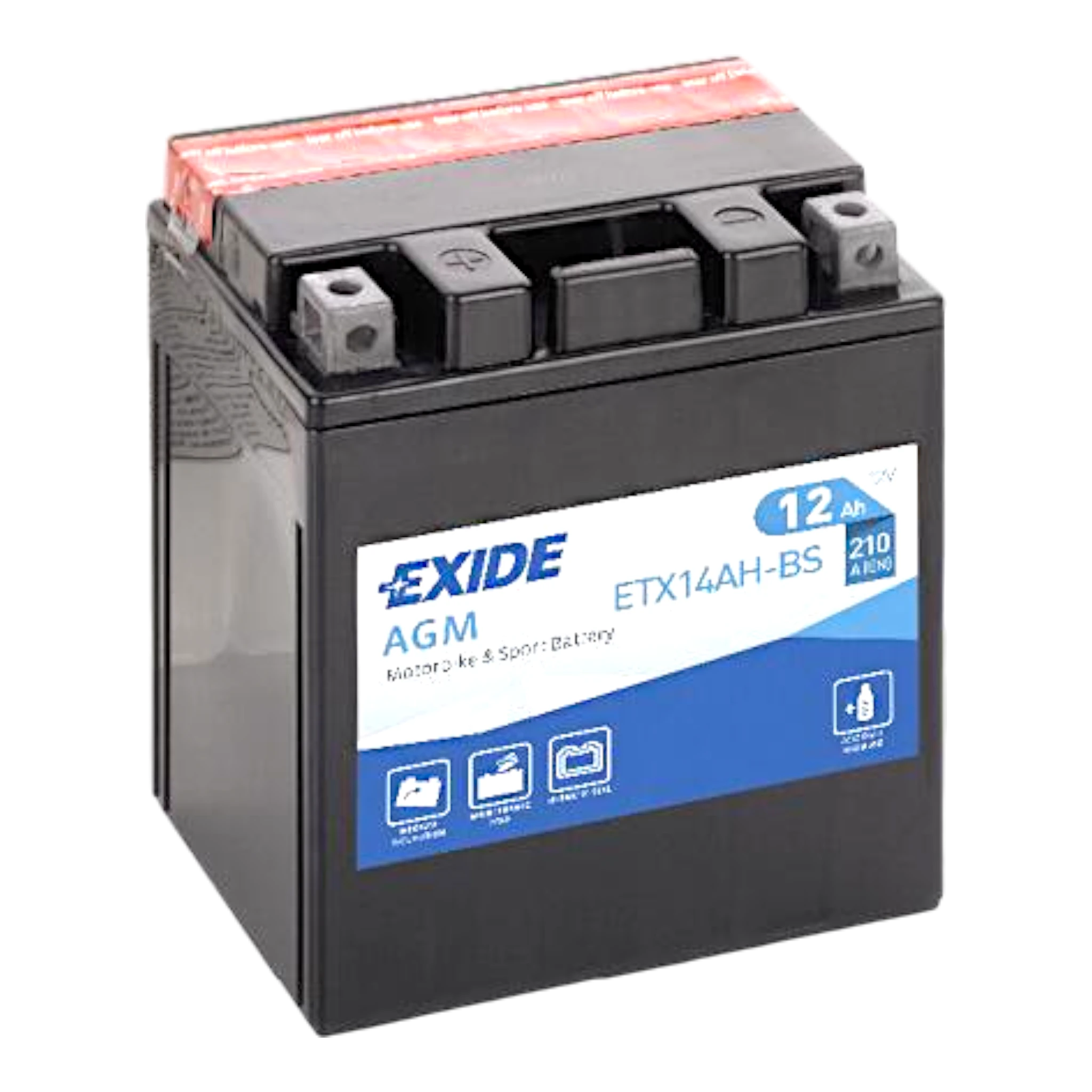 EXIDE ETX14AH-BS 12V 12Ah - 210A (EN) +/- Motorradbatterie WF