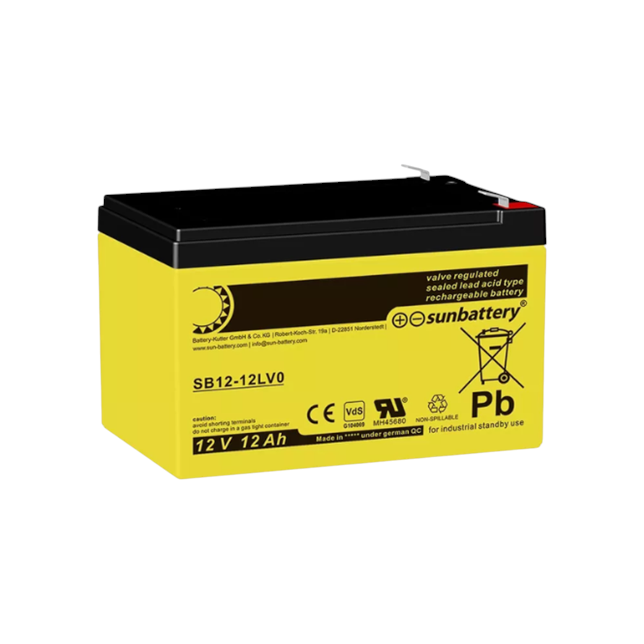 SUN SB12-12LV0 AGM Akku  Pb 12V 12Ah VDS 6,3mm Fastonstecker