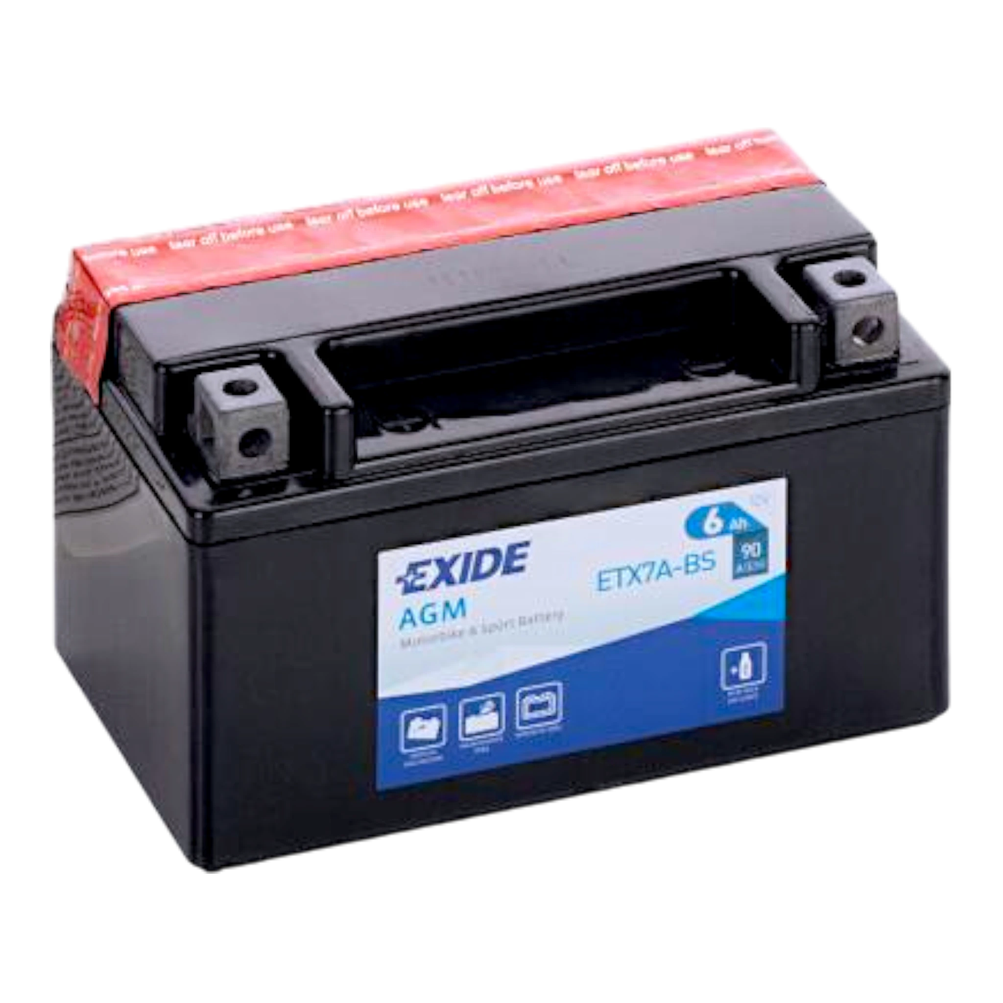 EXIDE ETX7A-BS AGM  12V 6Ah 90A (EN) +/- Motorradbatterie