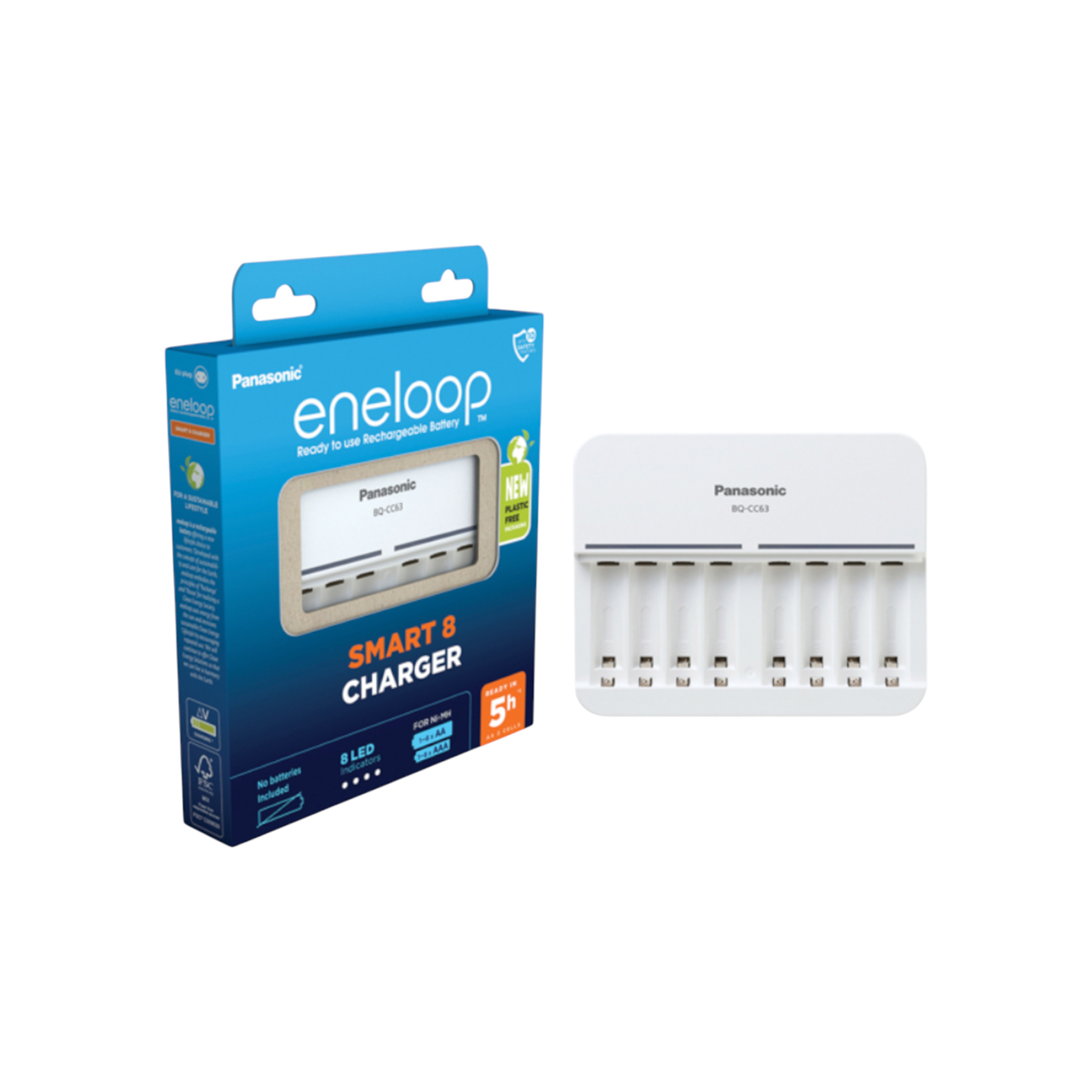 PANASONIC eneloop 1-8 AA/AAA Ladegerät  BQ-CC63 mit Einzelschachtüberwachung unbestückt