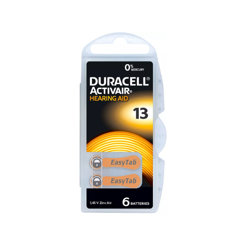 Duracell Easy Tab Activair 13  Hörgerätebatterie  1,4V Zink-Luft 6er Blister