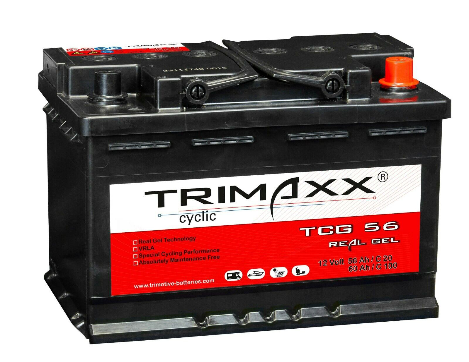 TRIMAXX cyclic "Real-GEL" TCG 56 absolut wartungsfrei, verschlossen, VRLA 12V 56Ah(C20)