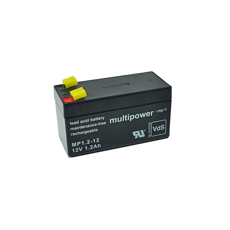MULTIPOWER MP1.2-12 VdS AGM Akku Pb 12V 1,2Ah 4,8mm Fastonstecker