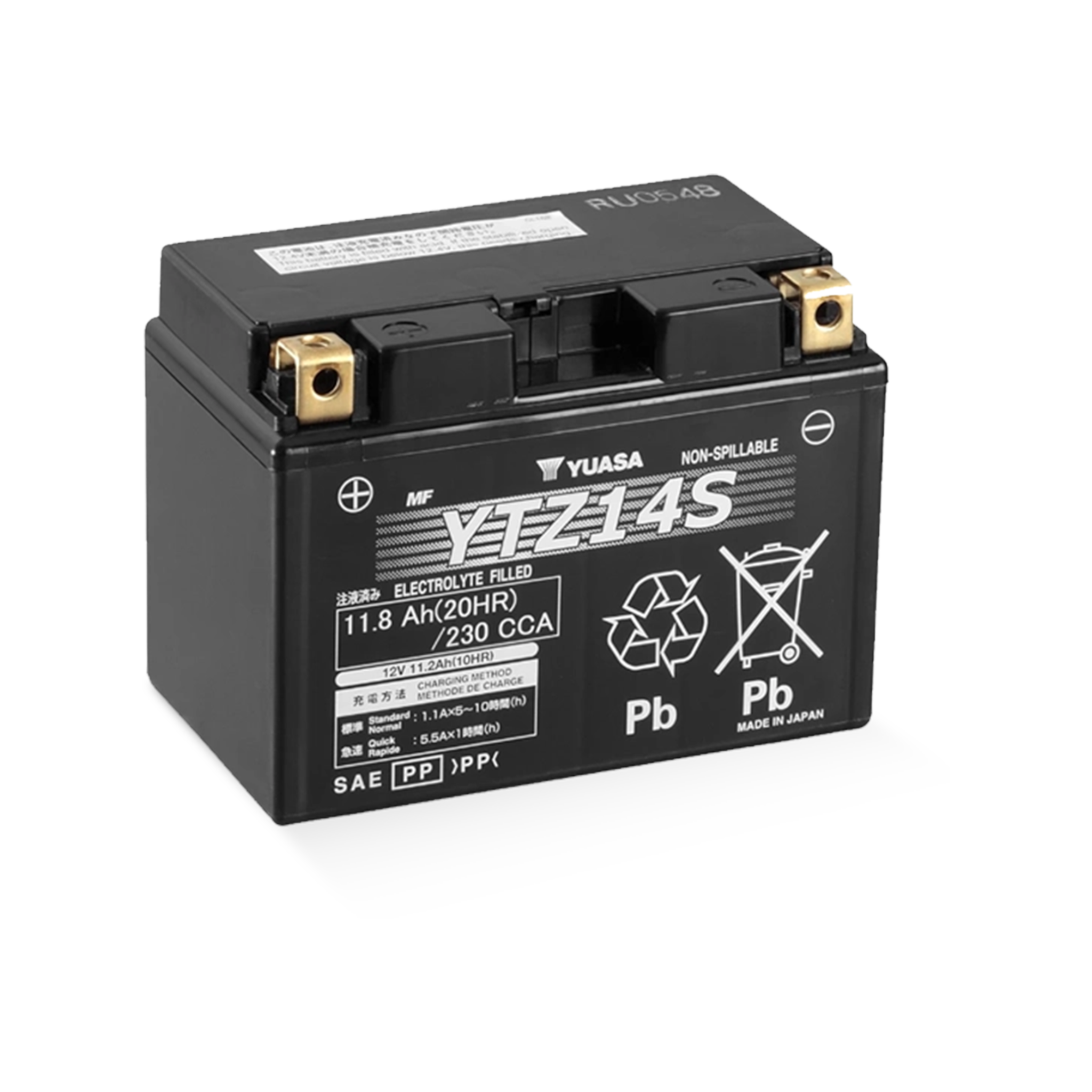 YUASA YTZ14S 12V 11,8Ah/C20 - 230A (EN) Motorradbatterie WF