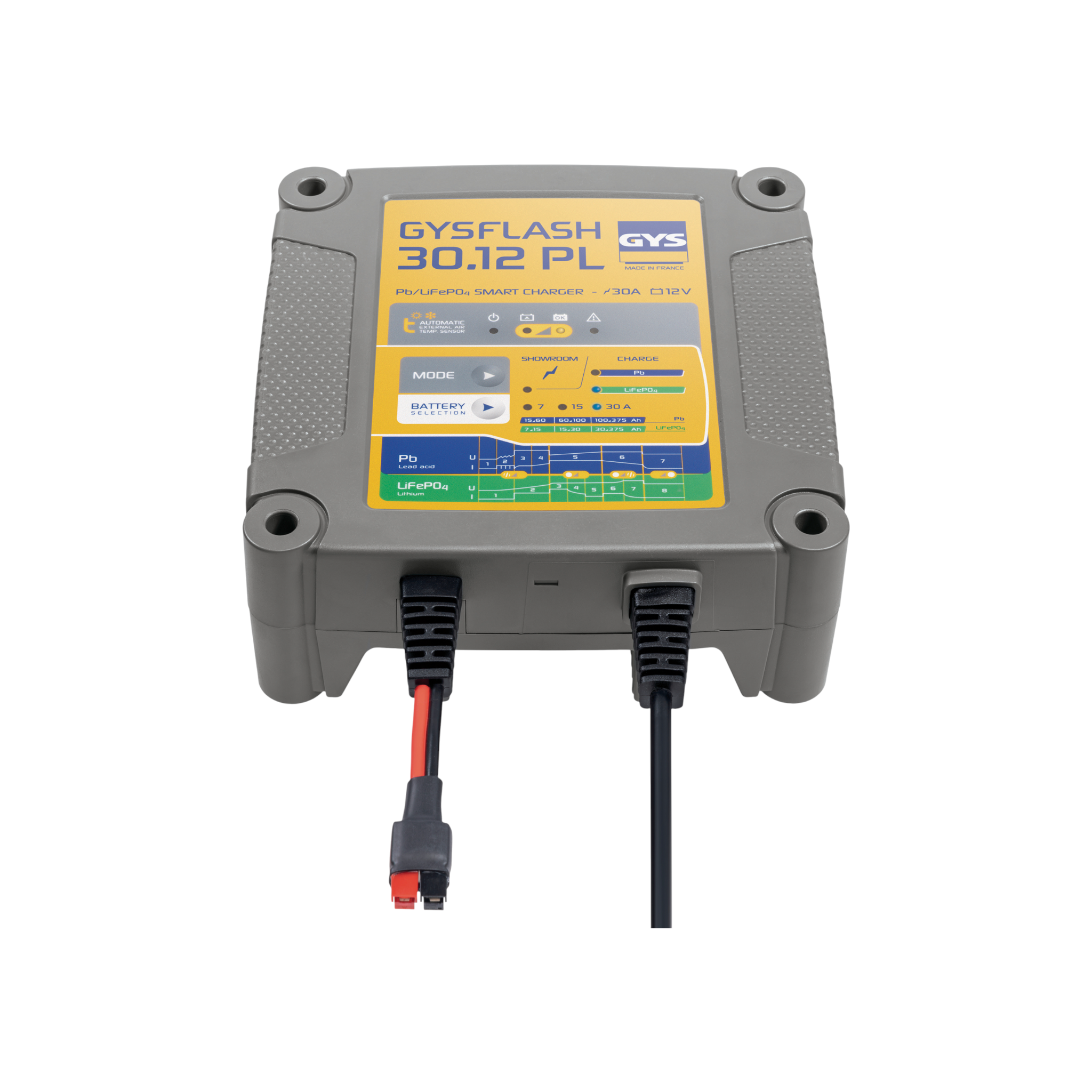 GYSFLASH 30.12 PL 12V 30A 2m Ladeleitung mit Zangen