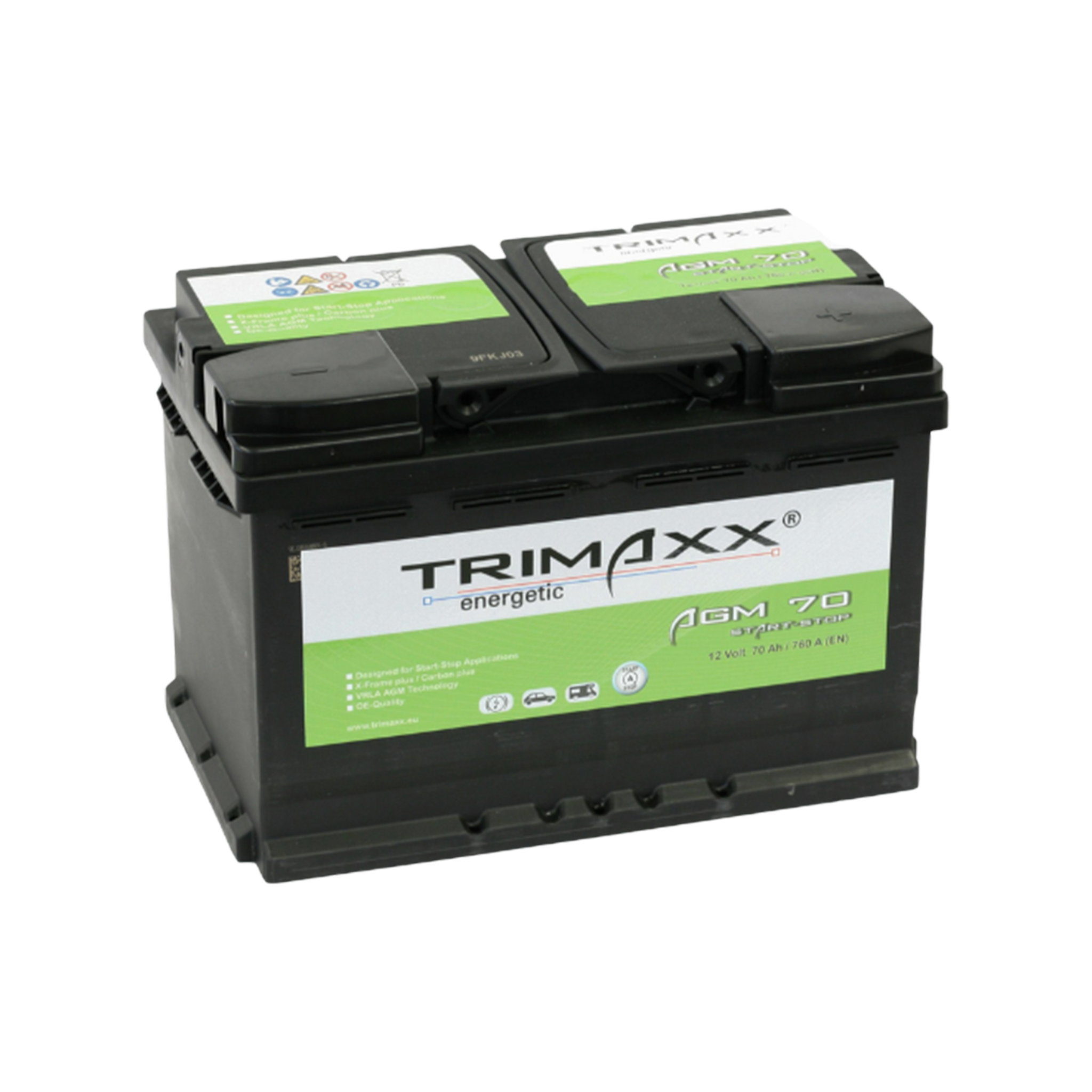 TRIMAXX energetic "Professional Start-Stop  AGM" AGM 70 Starterbatterie 12V 70Ah/C20 - 760A(EN)