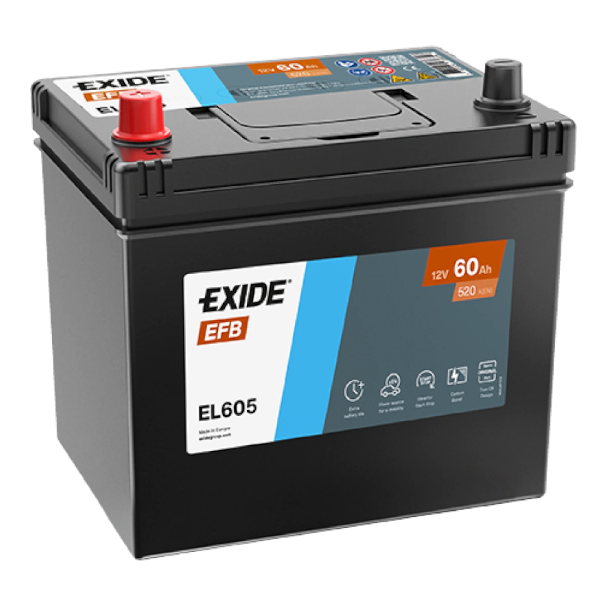EXIDE EL605 EFB Pb Starterbatterie 12V 60Ah(C20) 520A(EN)