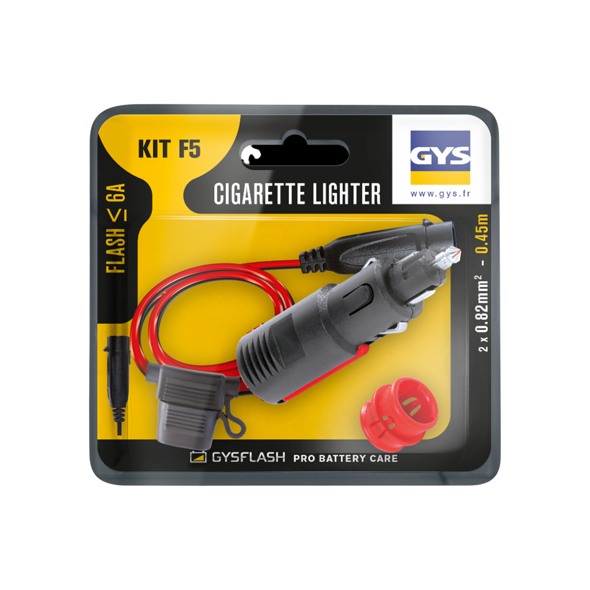 GYSFLASH Ladeadapter F5  Flash Connector auf Zigarettenanzünder 0,45m z.B. für GYSFLASH 1.12 4.12 6.12