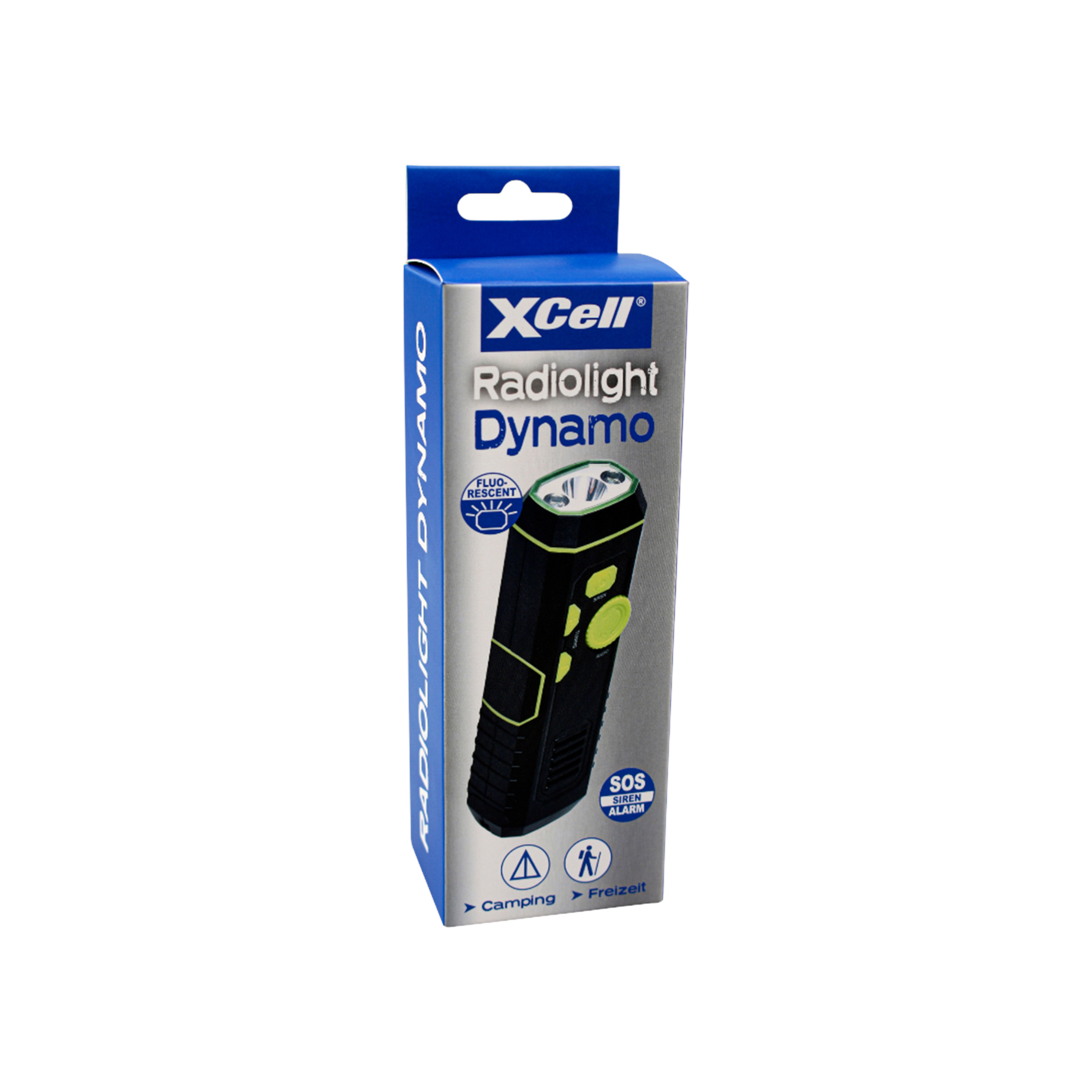 XCell Dynamo Taschenlampe FM Radio, Alarm, USB-A Notstromfunktion