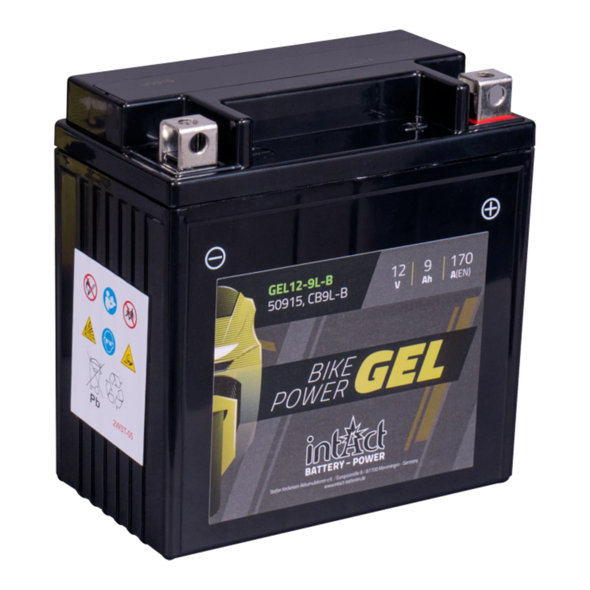 intAct Bike-Power GEL GEL12-9L-B - Gel Motorradbatterie YB9L-B - 12V, 9Ah, 170A