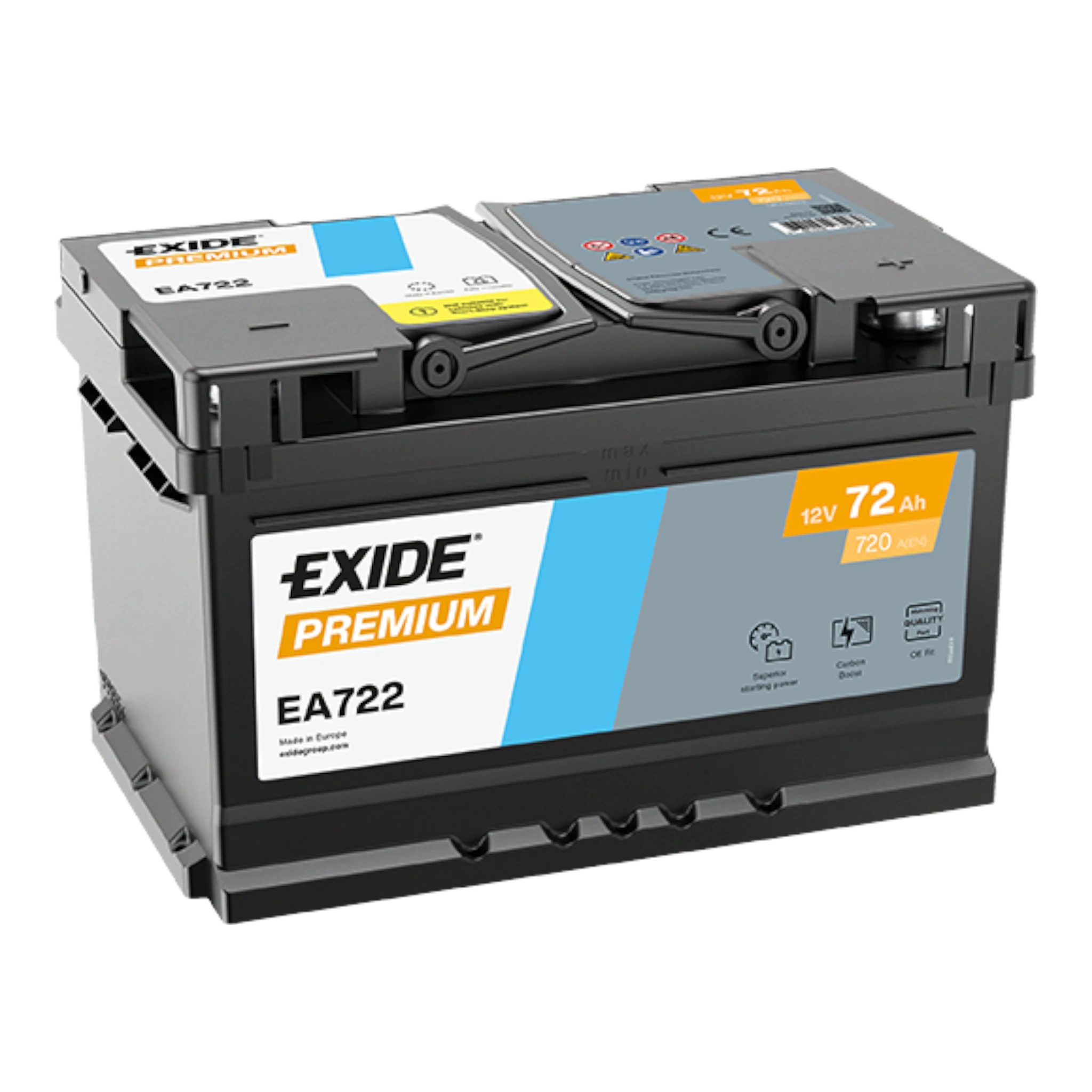 EXIDE Premium EA722 Pb Starterbatterie  12V 72 Ah/C20 - 720A(EN)