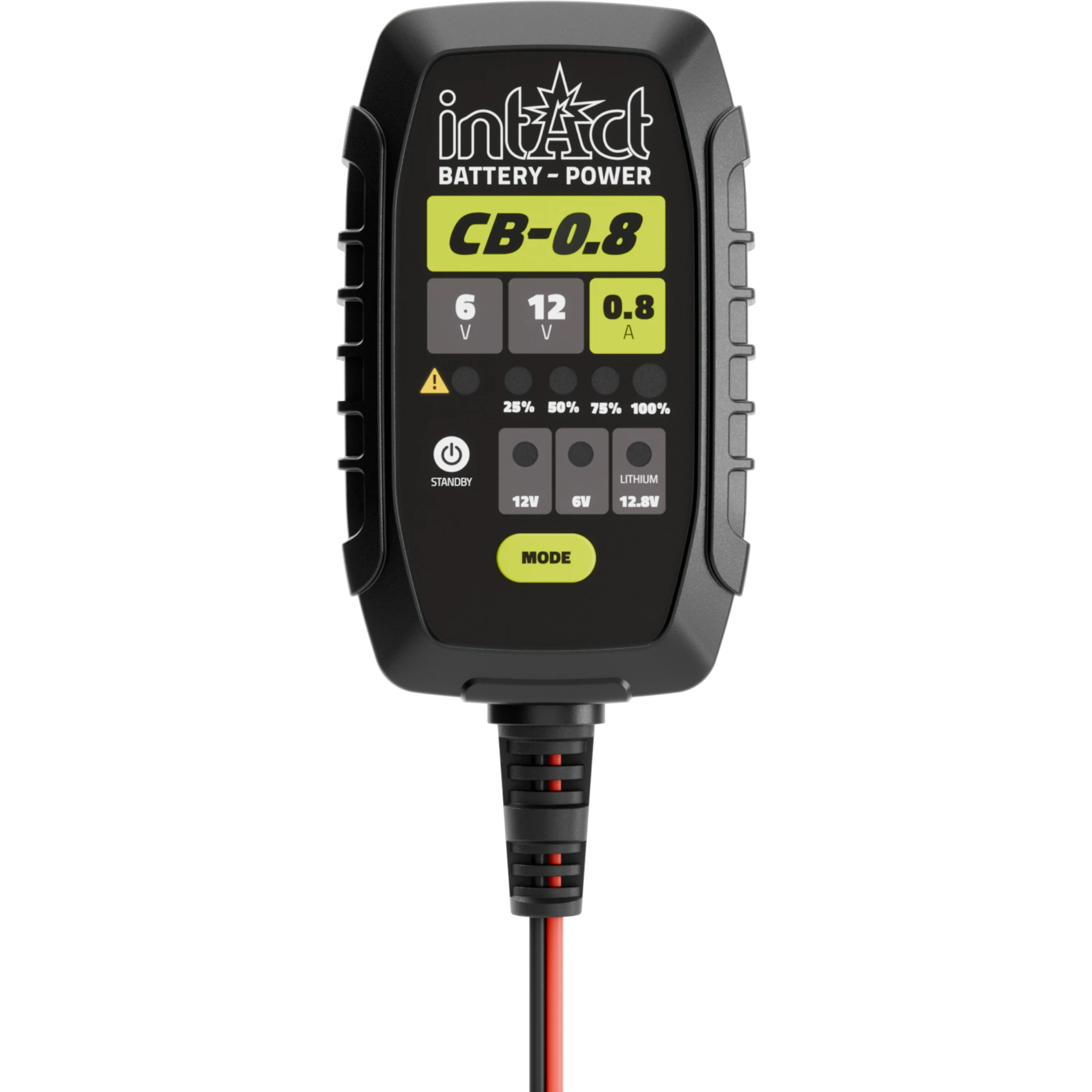intAct ChargeBox 0.8 – kompaktes Ladegerät für 6V- und 12V-Motoradbatterien bis 26 Ah