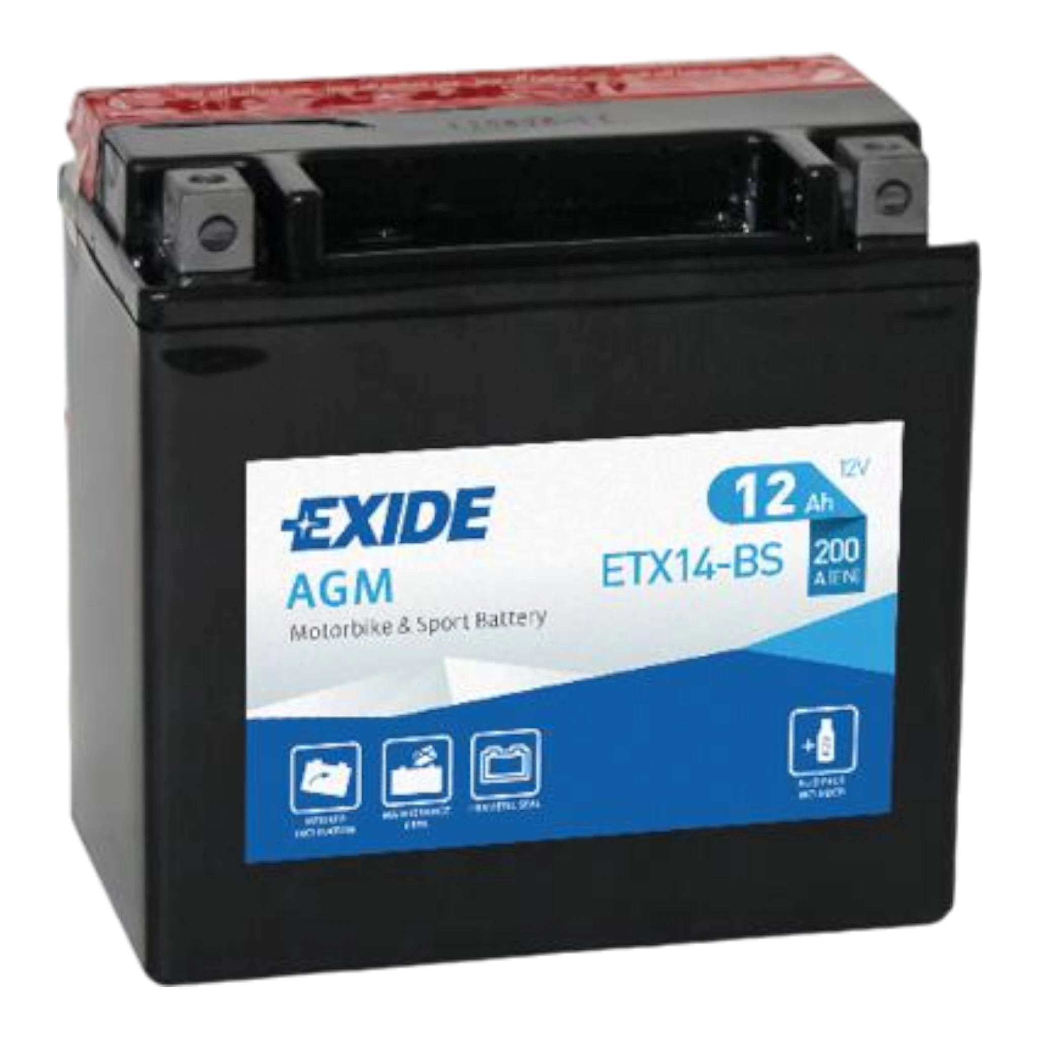 EXIDE ETX14-BS 12V 12Ah - 200A (EN) +/- Motorradbatterie WF