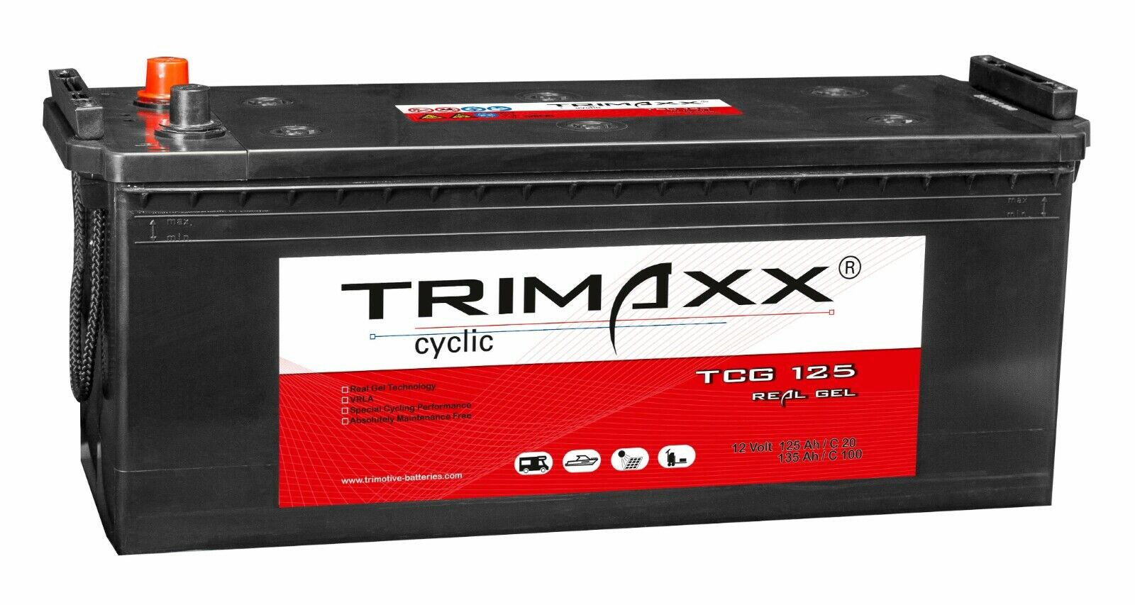 TRIMAXX cyclic "Real-GEL" TCG 125 absolut wartungsfrei, verschlossen, VRLA 12V 125Ah(C20)