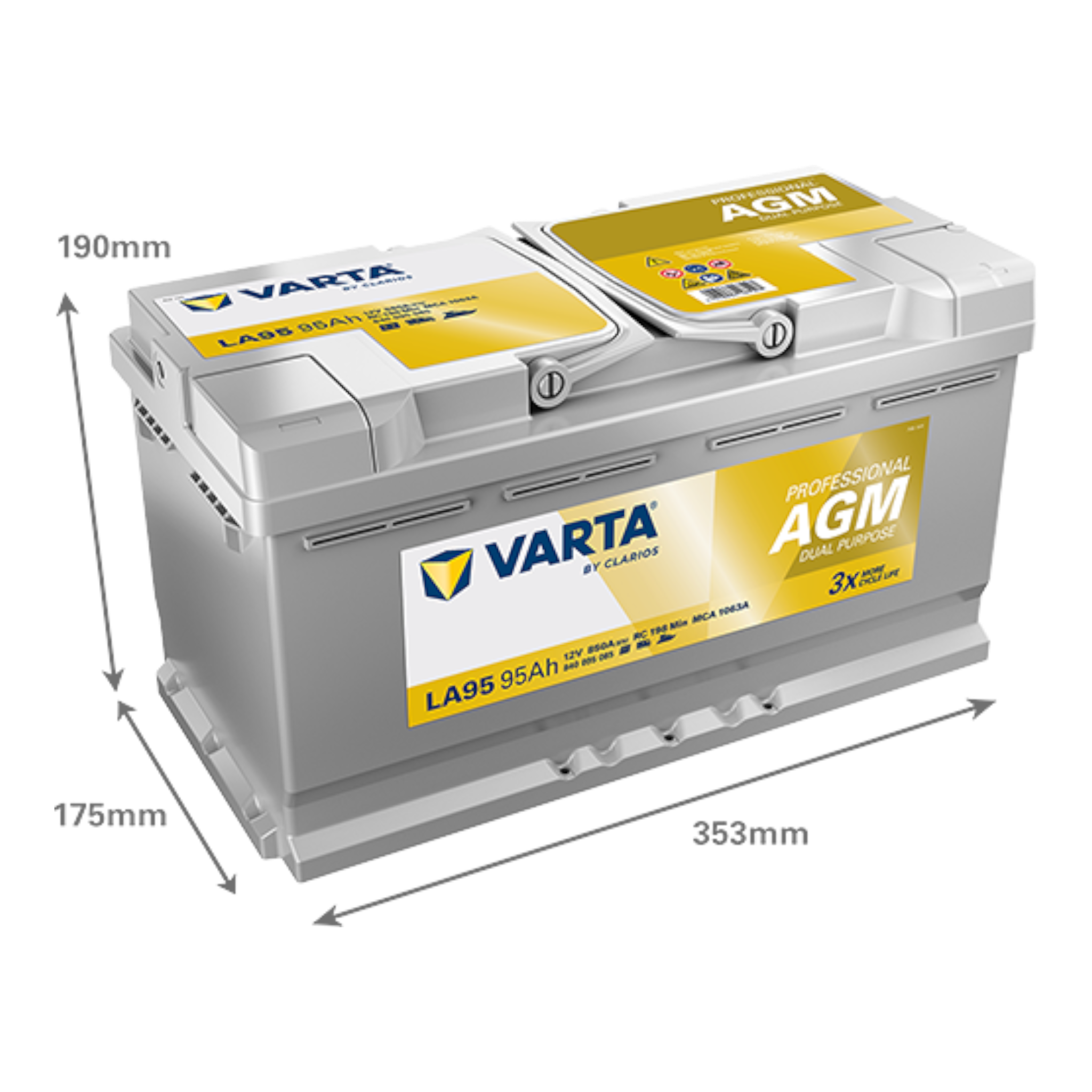 VARTA Professional Dual Purpose AGM 840095085 / LA95 AGM 12V 95Ah (EN) 850A (EN)