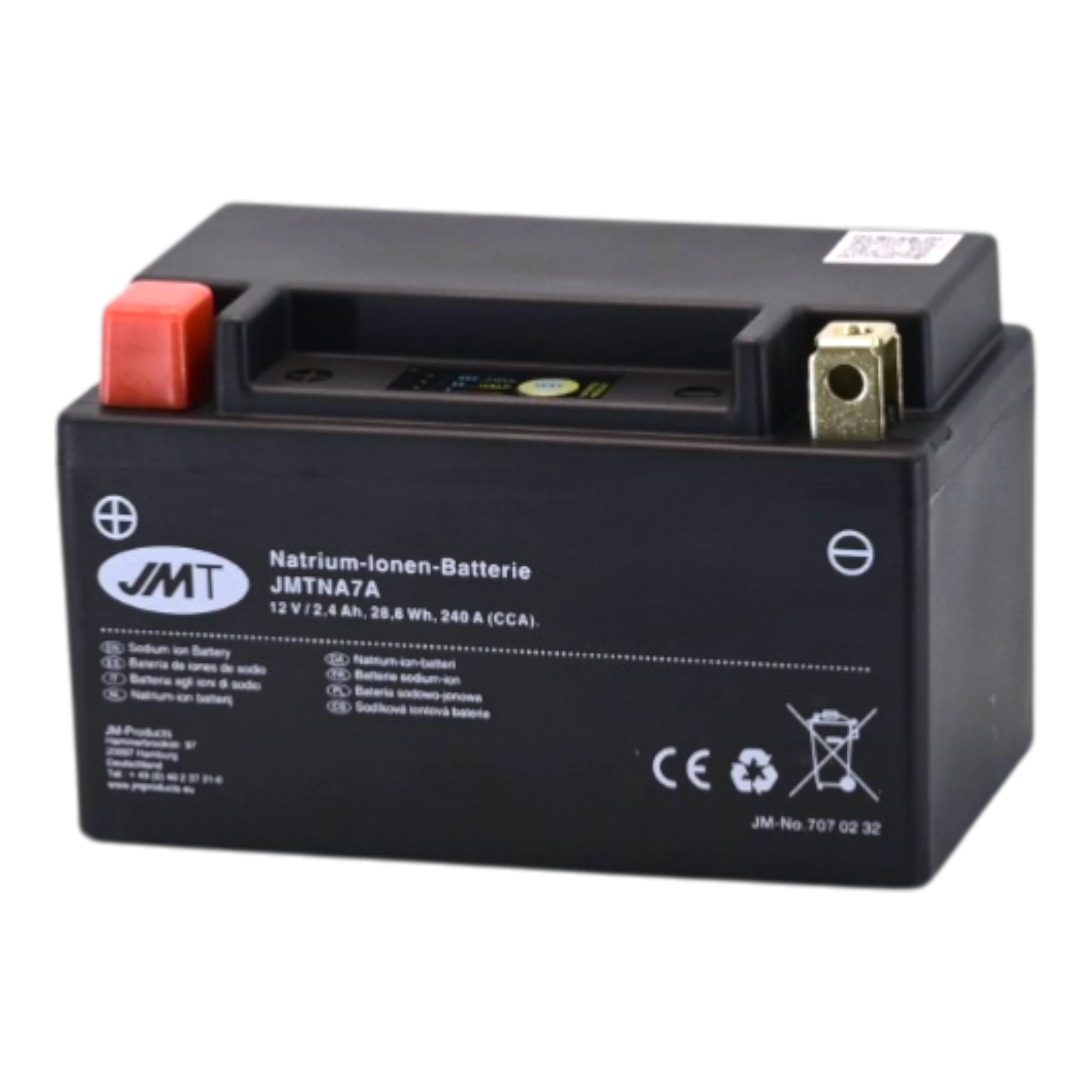 JMT JMTNA7A Natrium Motorradbatterie 12V 2,4Ah 240A Ladung selbst bei Tiefenentladung
