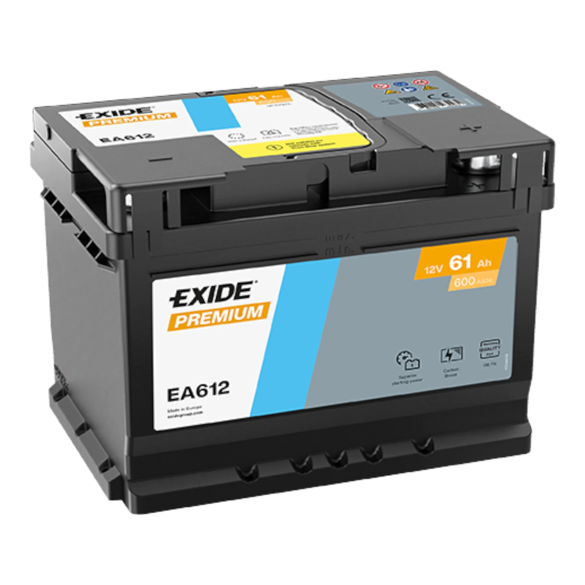 EXIDE Premium EA612 Pb Starterbatterie  12V 61 Ah/C20 - 600A(EN)
