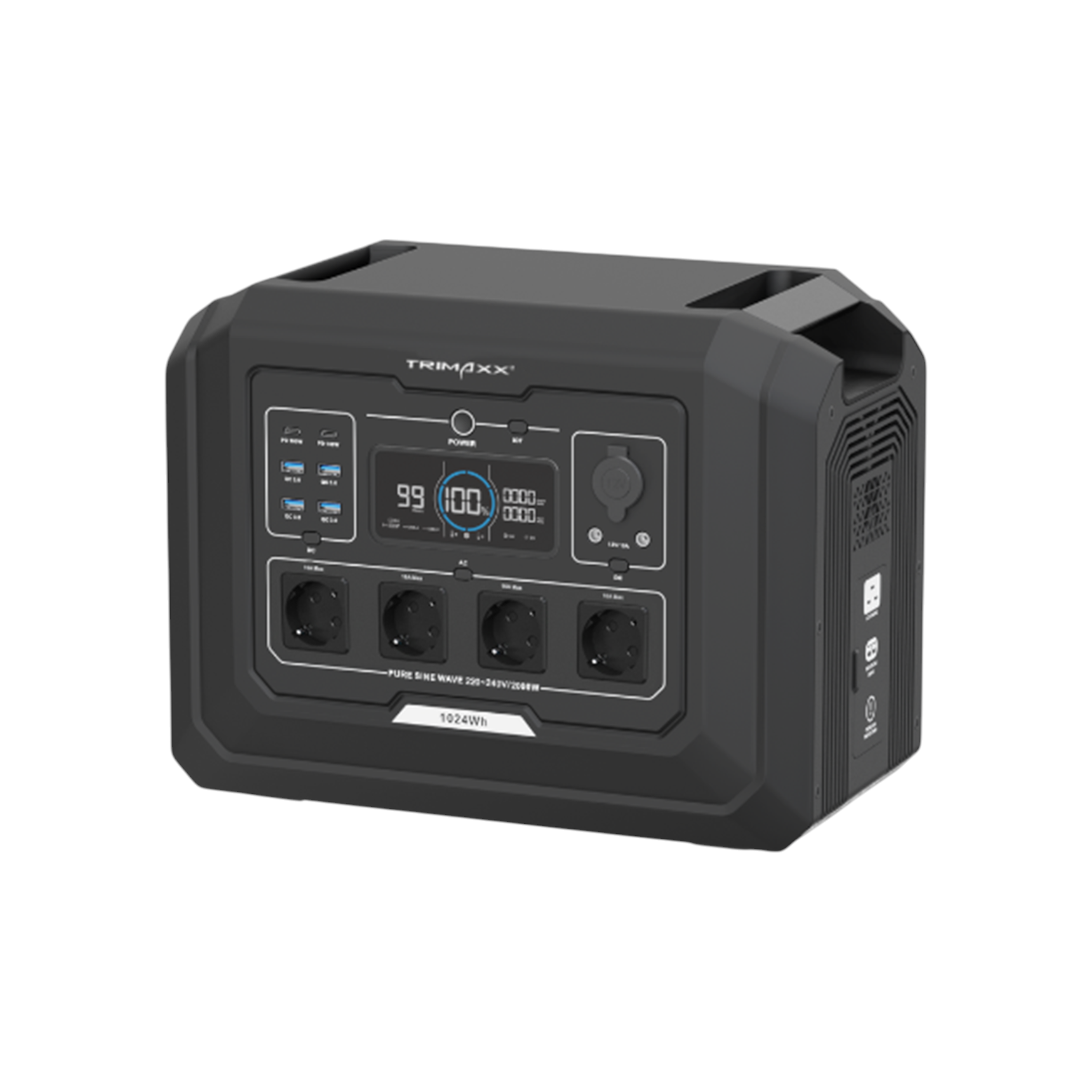 TRIMAXX PPS 1.0 professional Portable Powerstation  1.024 Wh LiFePo4 2.000 Watt Ausgangsleistung Tragbare Stromversorgung in Kofferformat inkl. Wechselrichter bis 2500 Watt Dauerlast