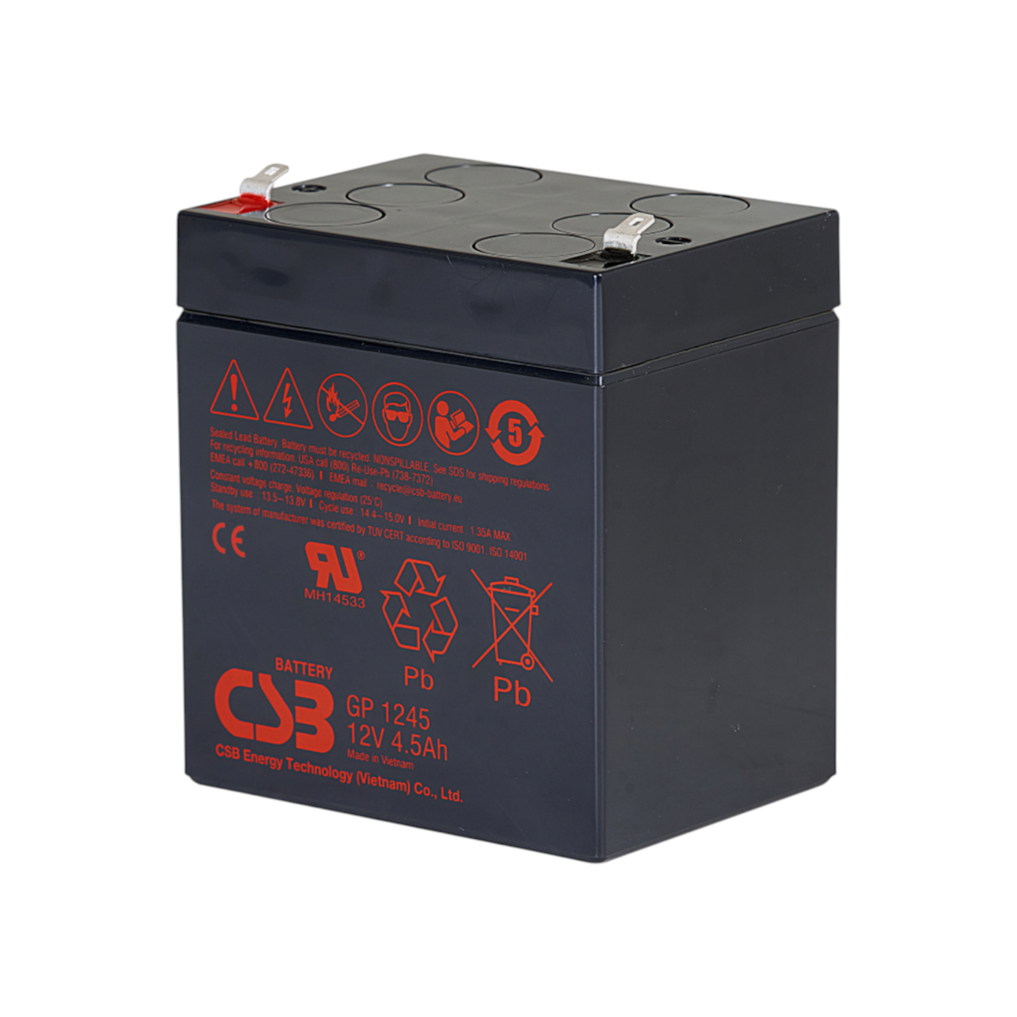 CSB GP1245 AGM Akku Pb 12V 4,5Ah 4,8mm Fastonstecker