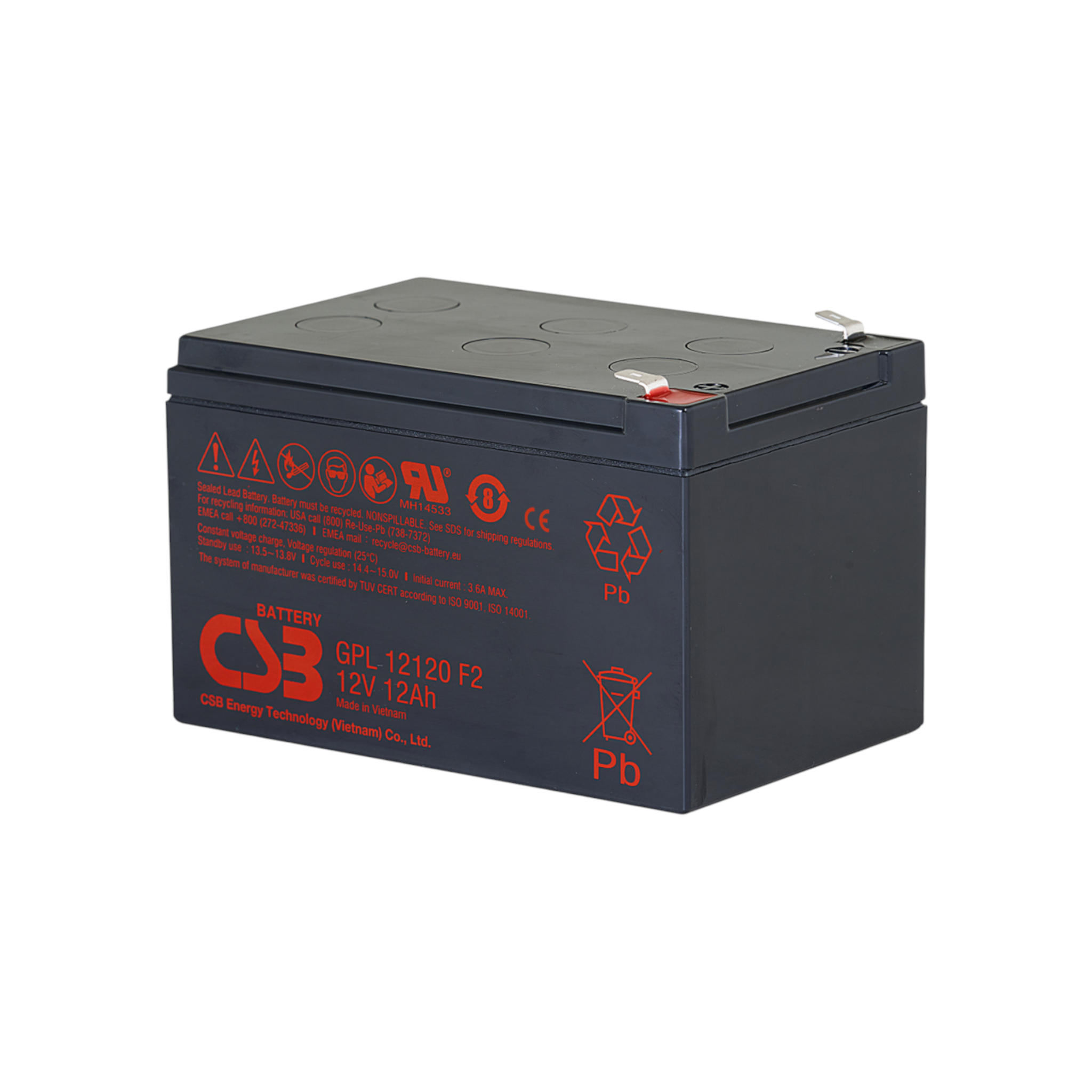 CSB GPL12120 AGM Akku Pb 12V 12Ah 6,3mm Fastonstecker