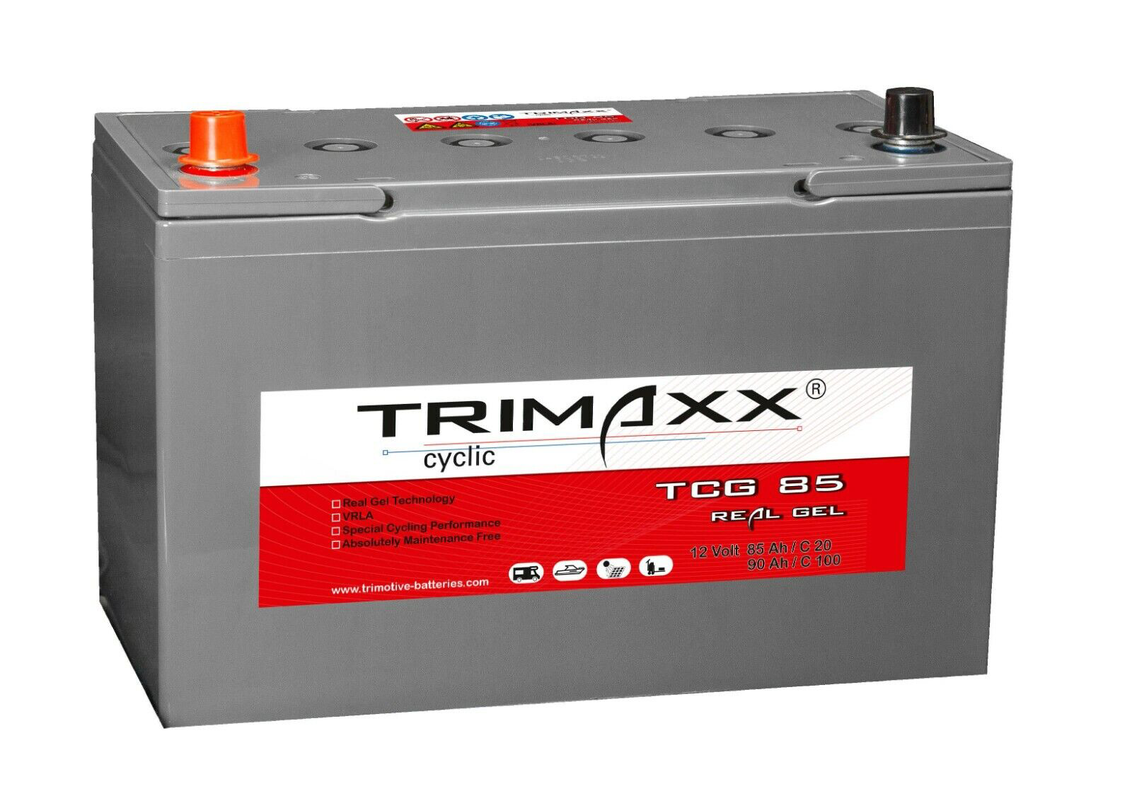 TRIMAXX cyclic "Real-GEL" TCG 85 absolut wartungsfrei, verschlossen, VRLA 12V 85Ah(C20)