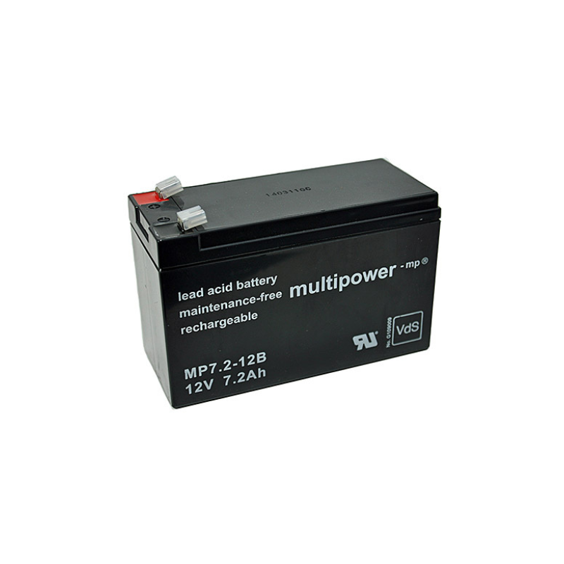 MULTIPOWER MP7.2-12B VdS AGM Akku Pb 12V 7,2Ah Faston 6,3mm