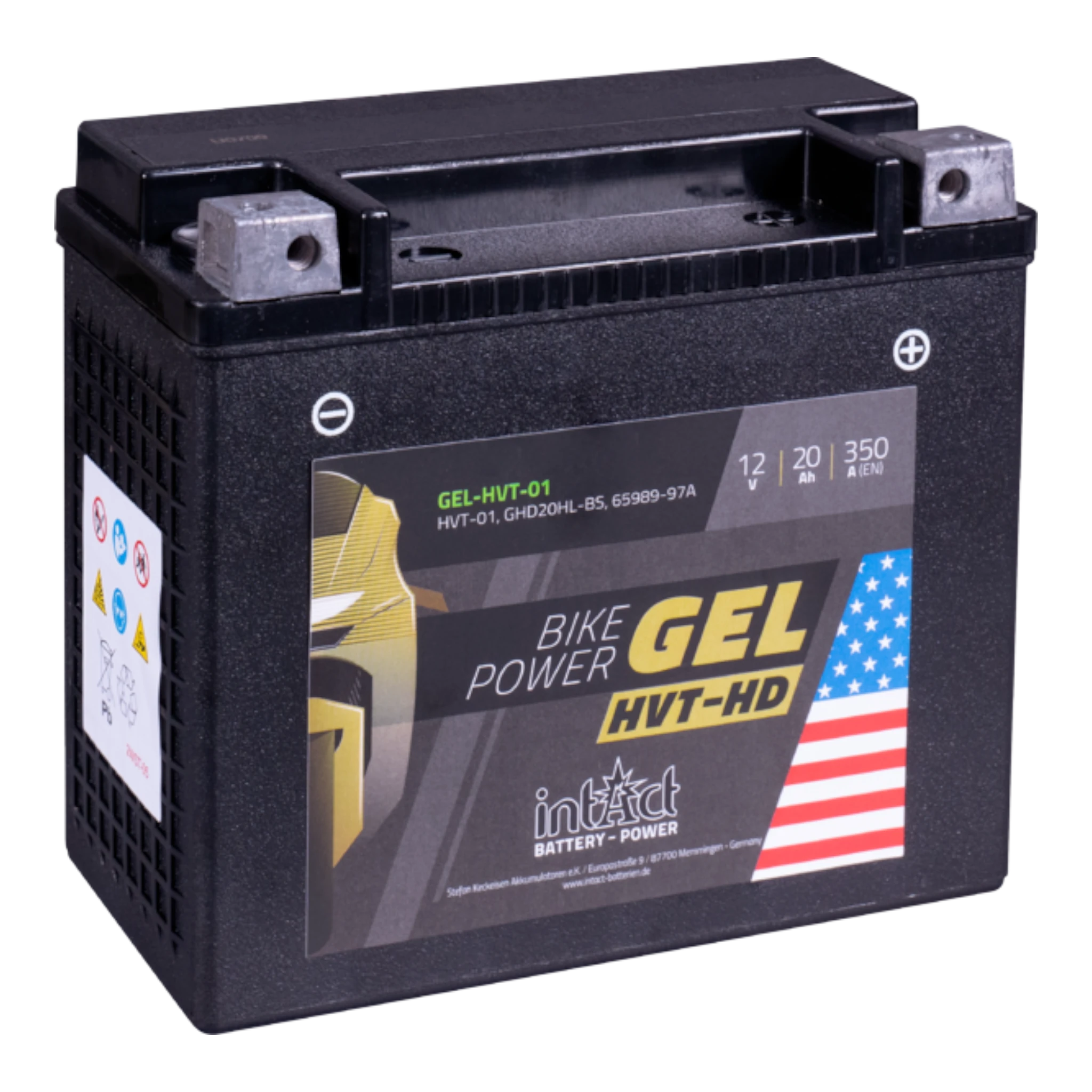 intAct Bike-Power GEL HVT-HD GEL-HVT-01 - GEL Motorradbatterie 65989-97A - 12V, 20,00Ah, 350A Extrem Rüttelfest