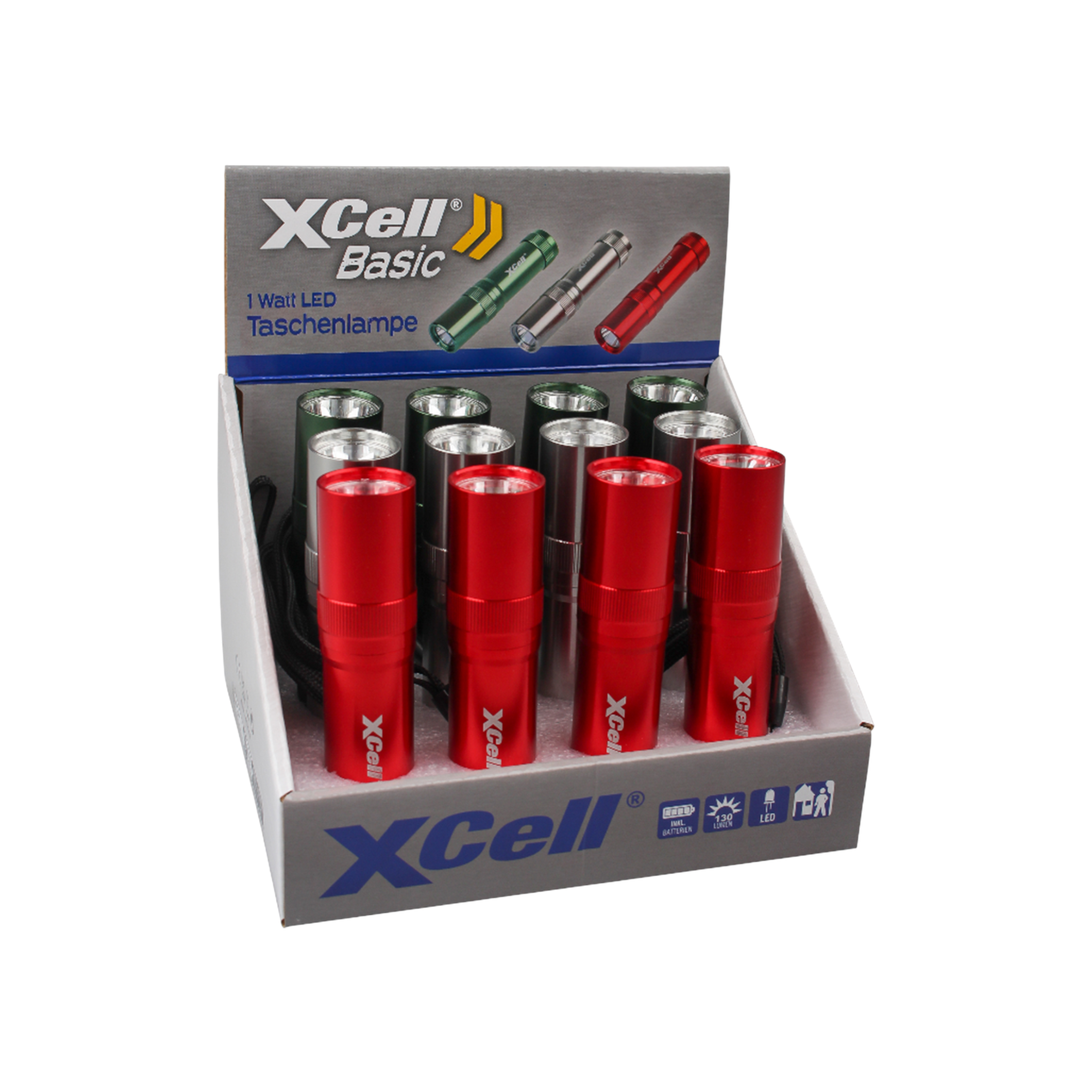 XCELL Basic 1 Watt LED Taschenlampe 130 Lumen inkl. 3x XCell LR03