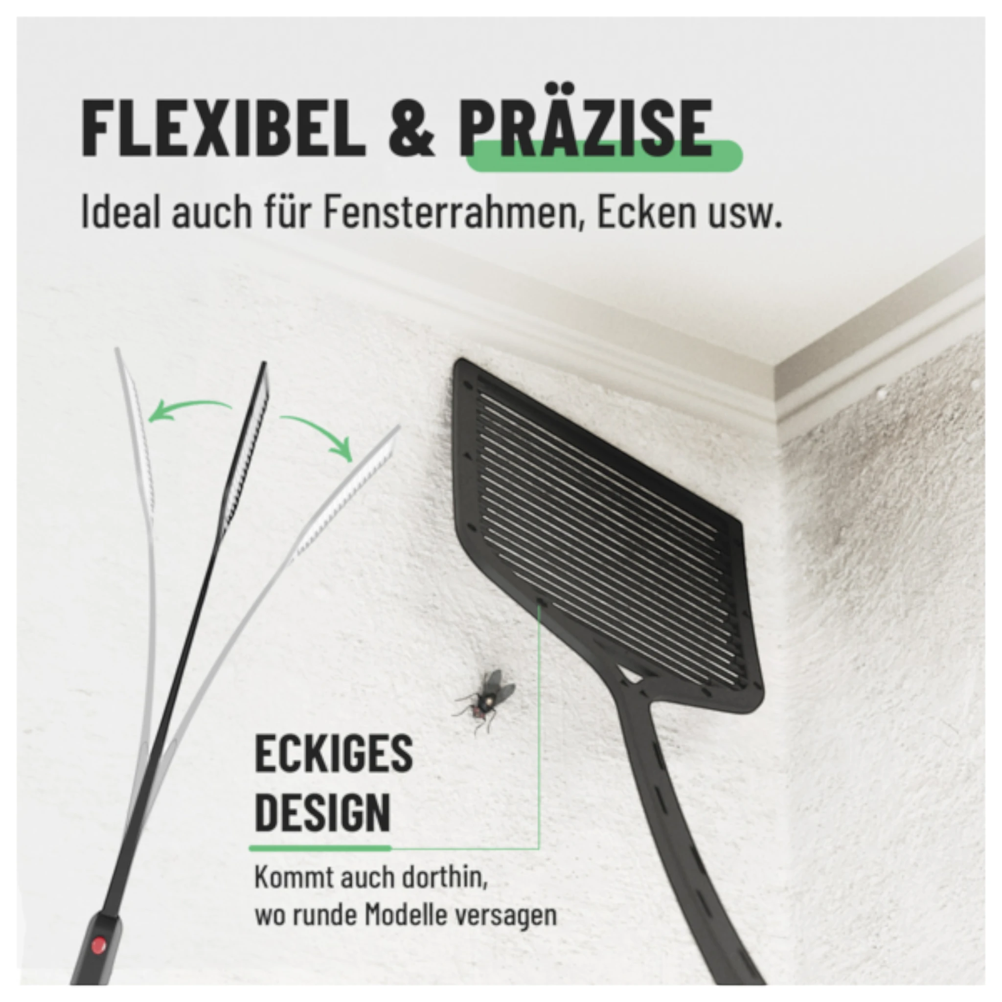 Greate elektrische Fliegenklatsche mit Biegefunktion, inkl. 2x AAA