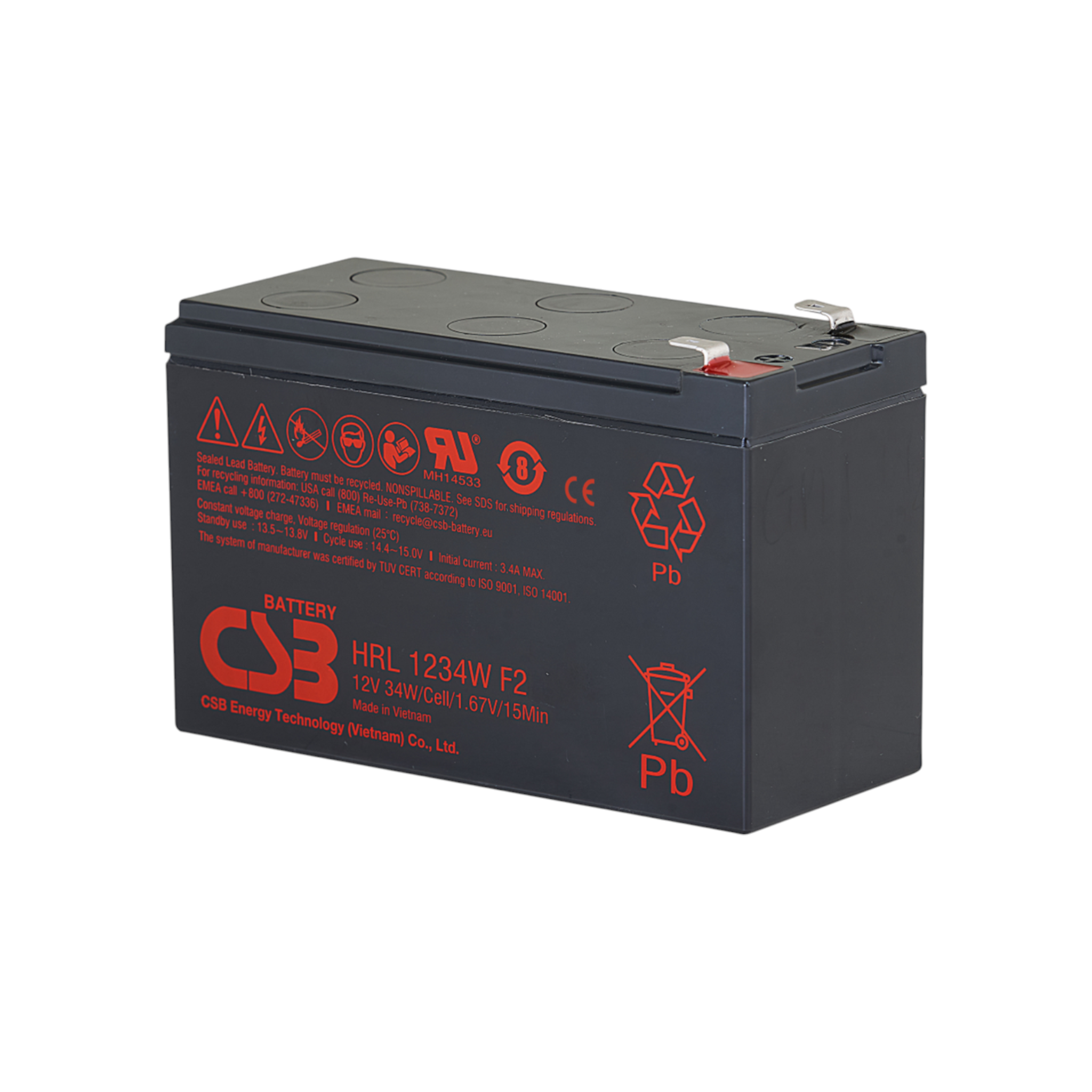 CSB HRL1234W F2FR High Rate Long Life  AGM Akku Pb 12V 9Ah 34W@15min