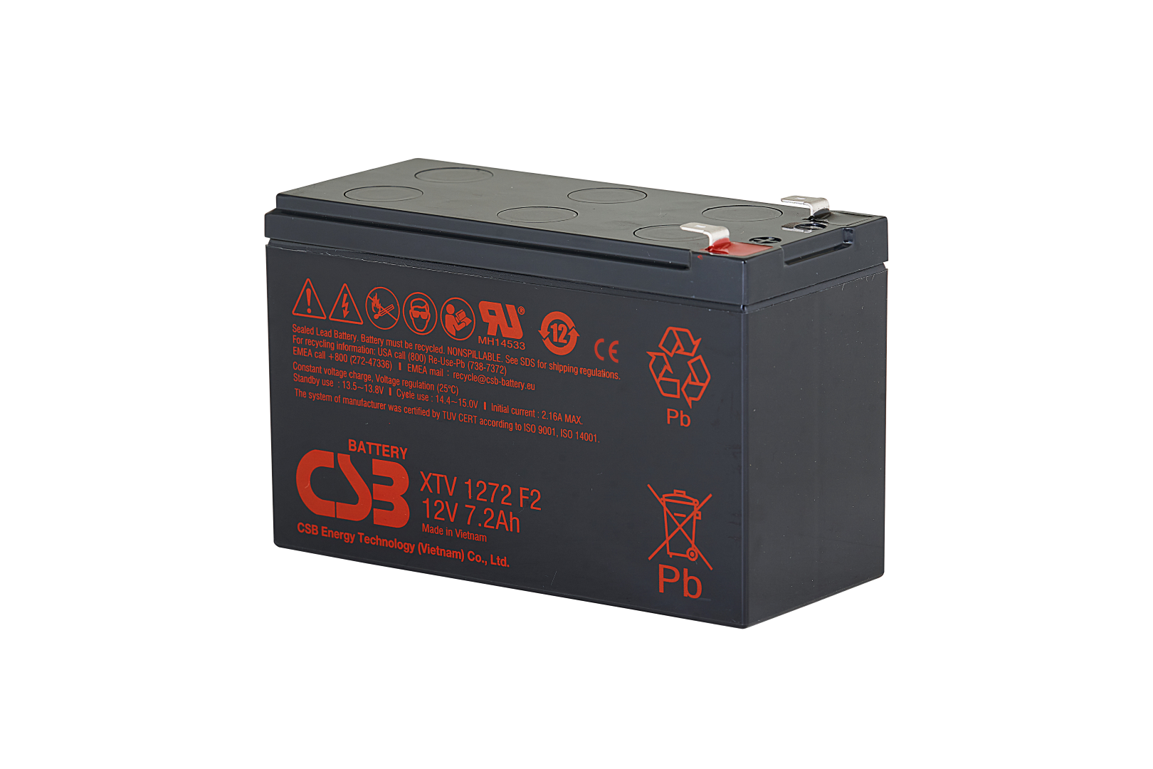 CSB XTV1272F2FR-WT AGM Akku Pb 12V 7,2Ah