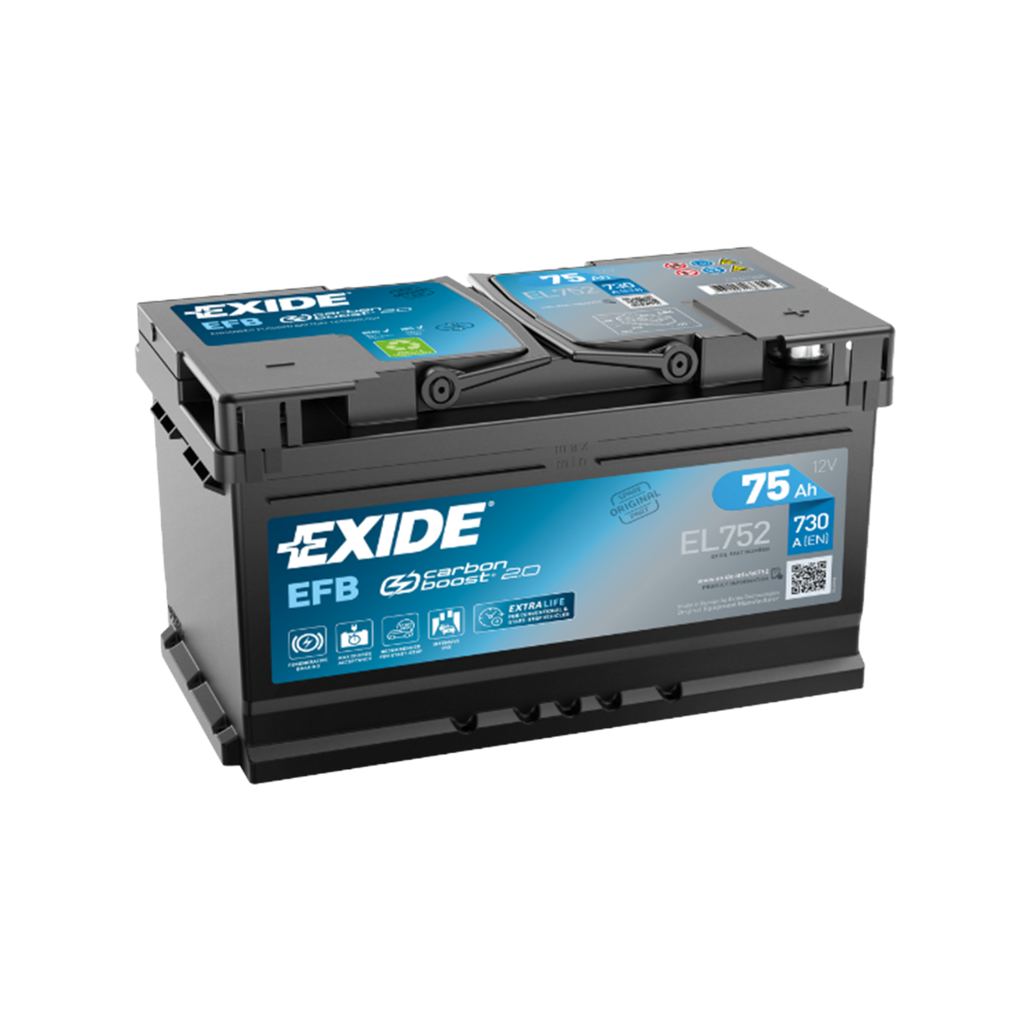 EXIDE EL752 EFB Pb Starterbatterie  12V 75Ah/C20 - 730A(EN)