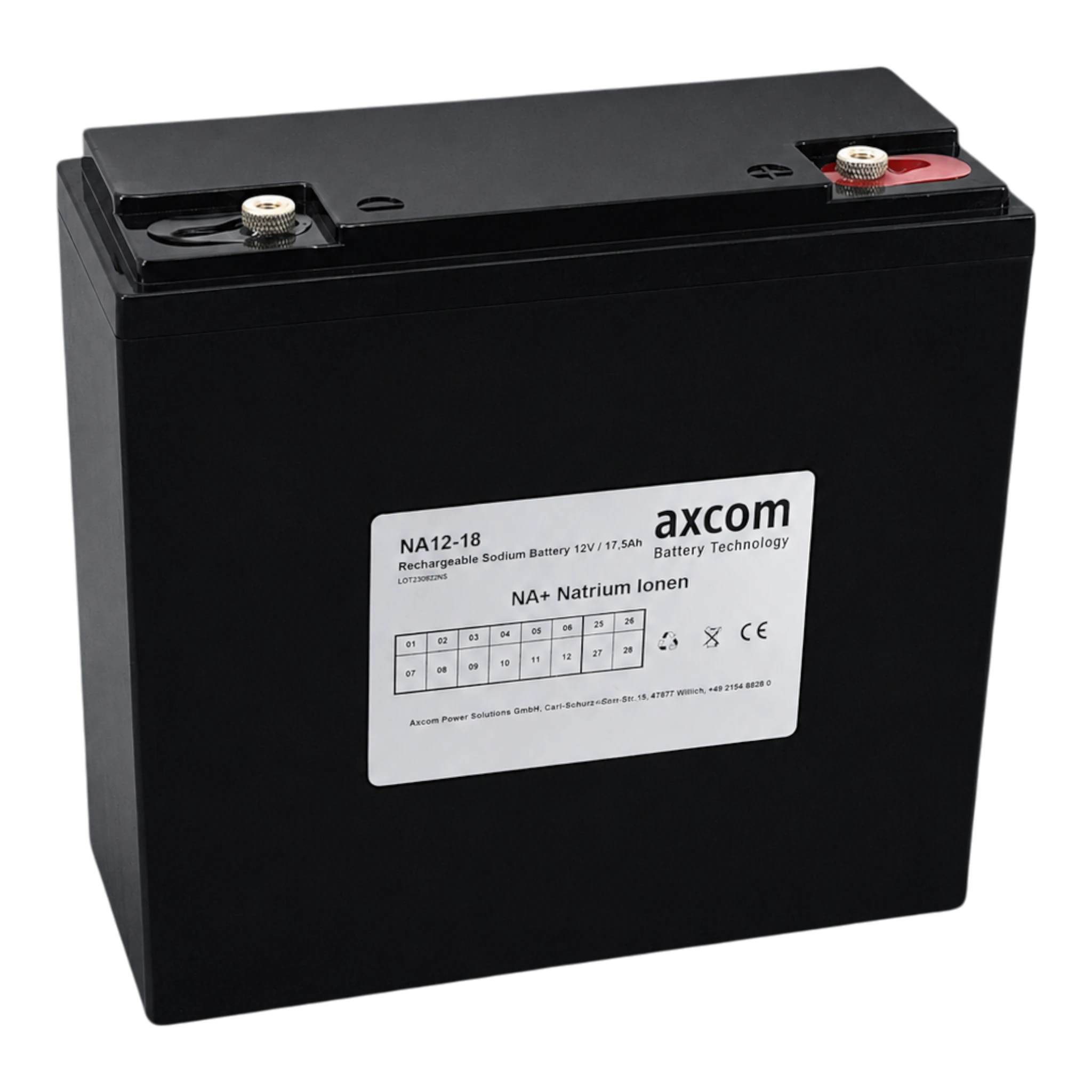 Axcom Natrium Ionen Akku NAC12-18 12V 17,5Ah mit M5 Kontakten
