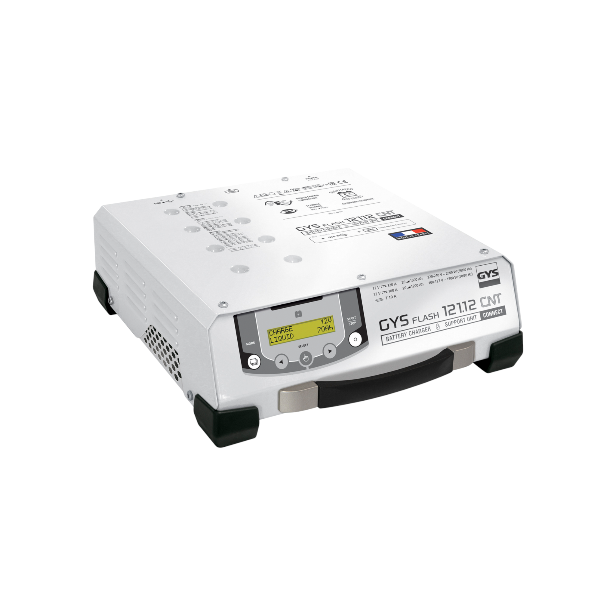 GYSFLASH 121.12 CNT-FV 12V 120A Automatisches Batterieladegerät ideal für die  Werkstatt mit 5m Kabel