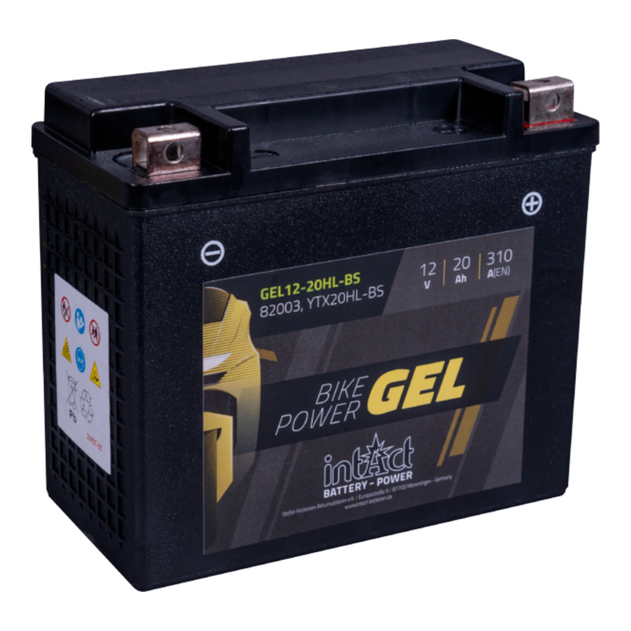 intAct Bike-Power GEL GEL12-20HL-BS - Gel Motorradbatterie YTX20HL-BS - 12V, 20Ah, 310A