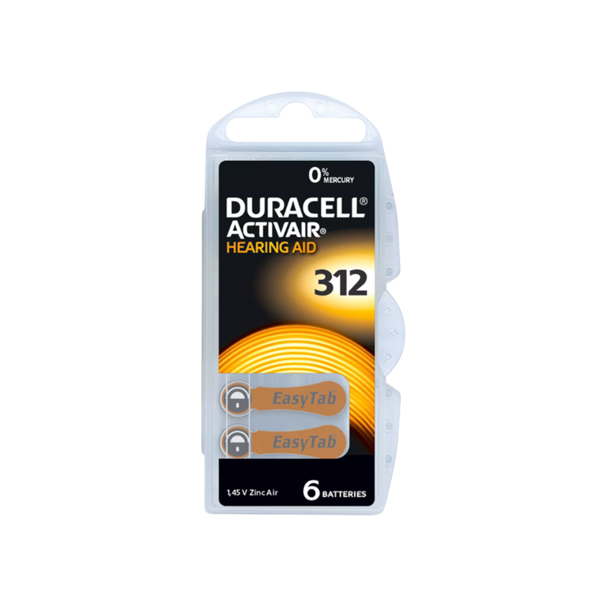Duracell Easy Tab Activair 312  Hörgerätebatterie im 1,4V Zink-Luft 6er Blister