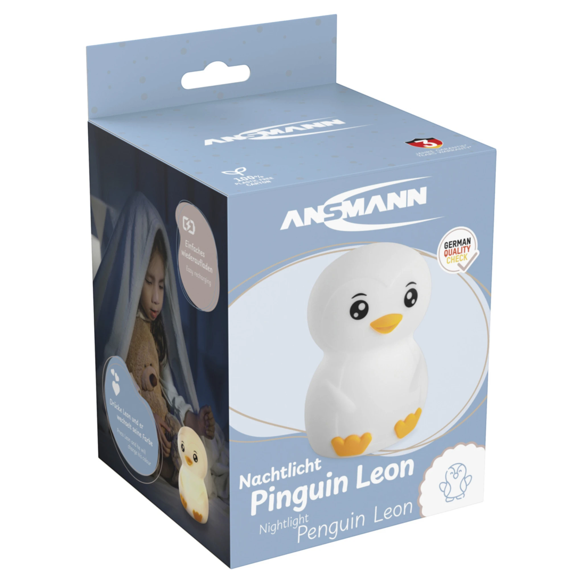 Ansmann Nachtlicht  Pinguin Leon  Farbwechsel (8 Farben) inkl. Ladekabel
