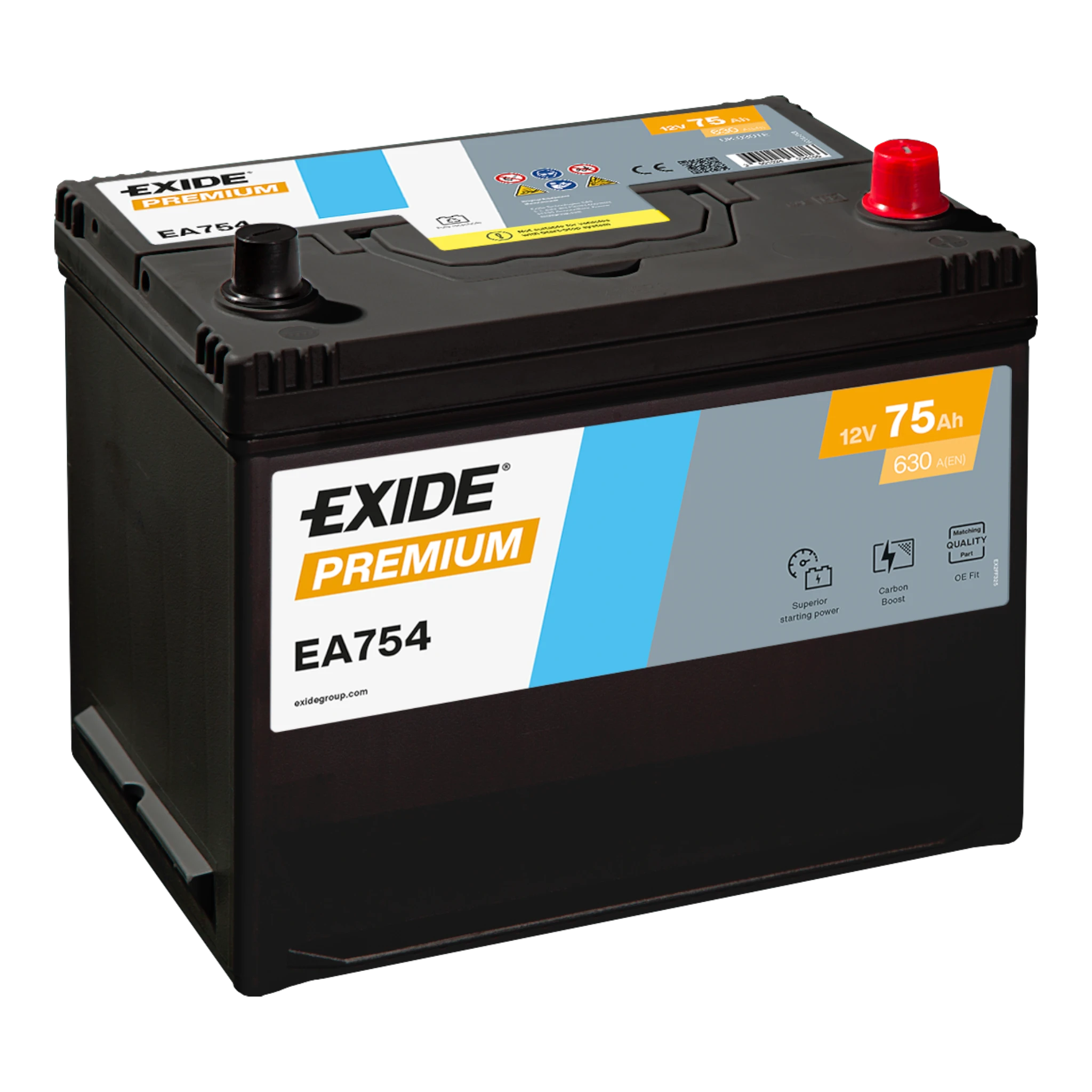 EXIDE Premium EA754 Pb Starterbatterie  12V 75 Ah/C20 - 630A(EN)
