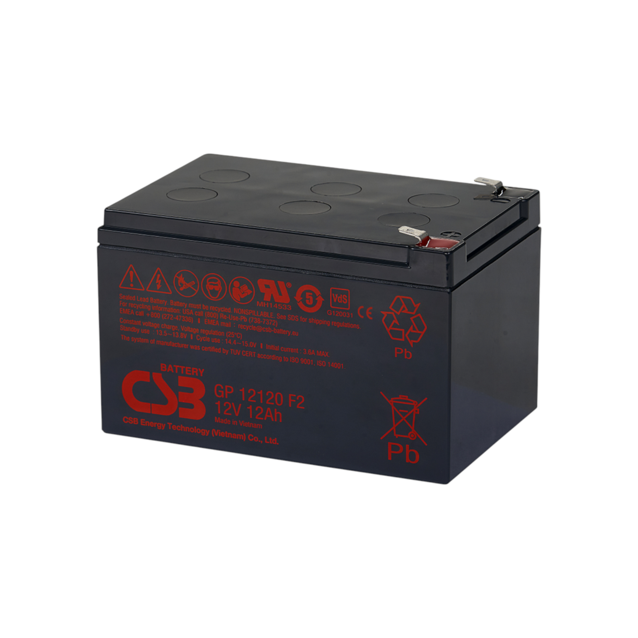 CSB GP12120F2 AGM Akku Pb 12V 12Ah 6,3mm Fastonstecker